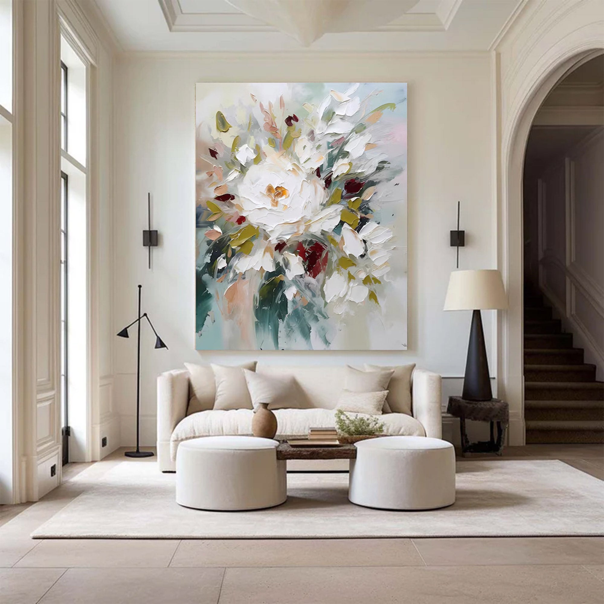 Large White Flower Canvas Art | KelorArt #AG 108
