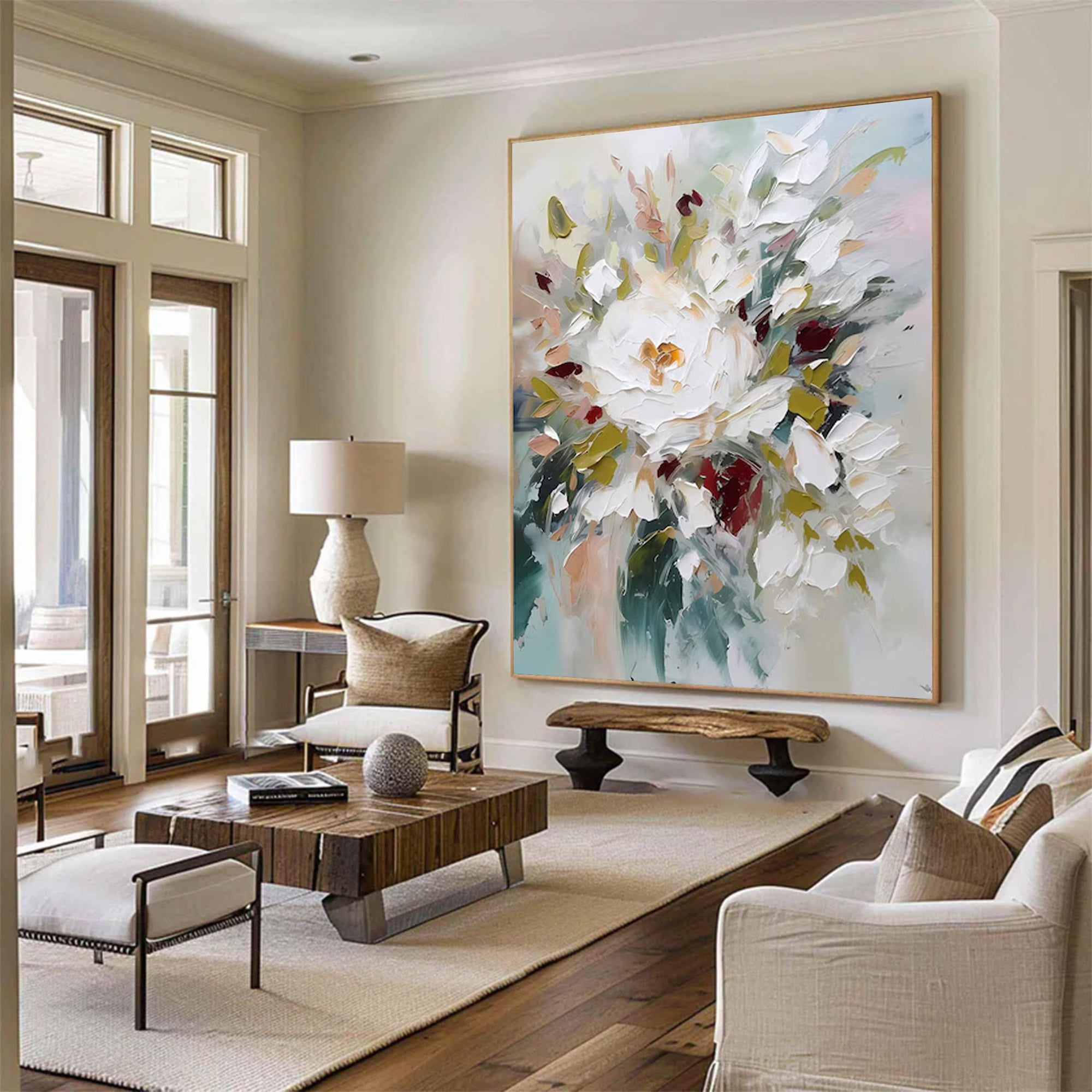 Large White Flower Canvas Art | KelorArt #AG 108