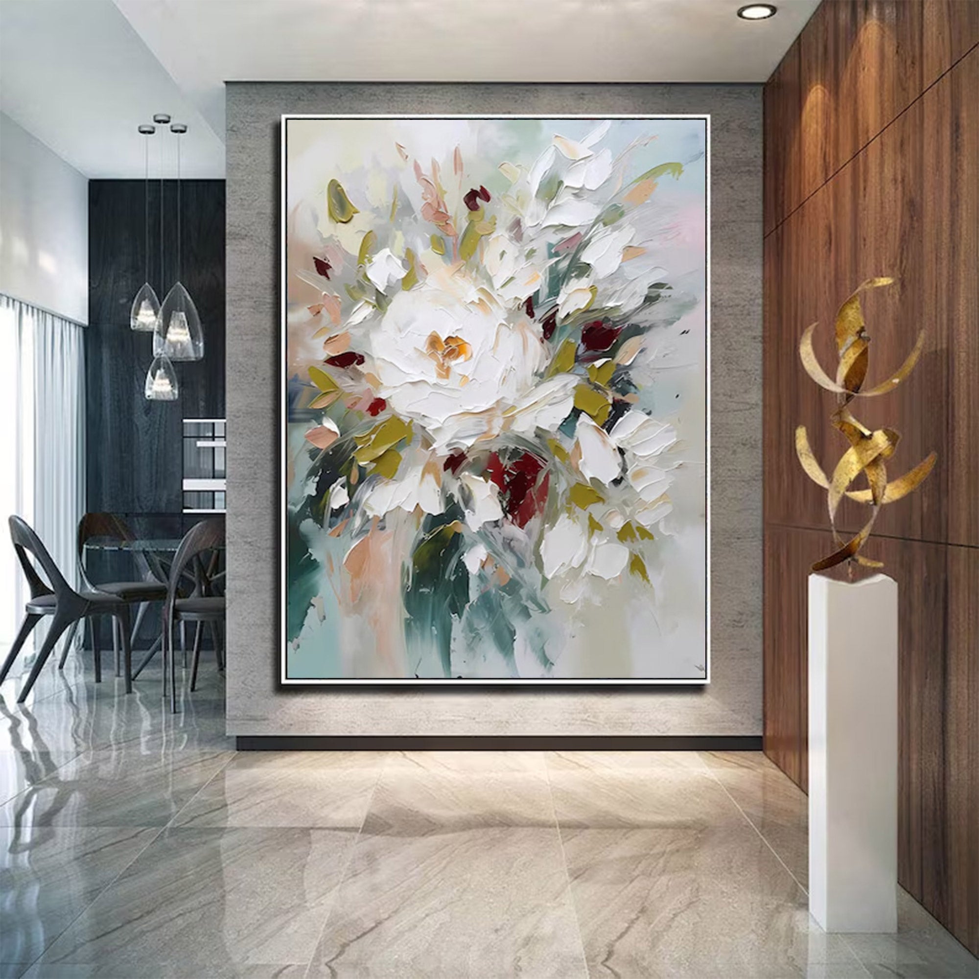 Large White Flower Canvas Art | KelorArt #AG 108