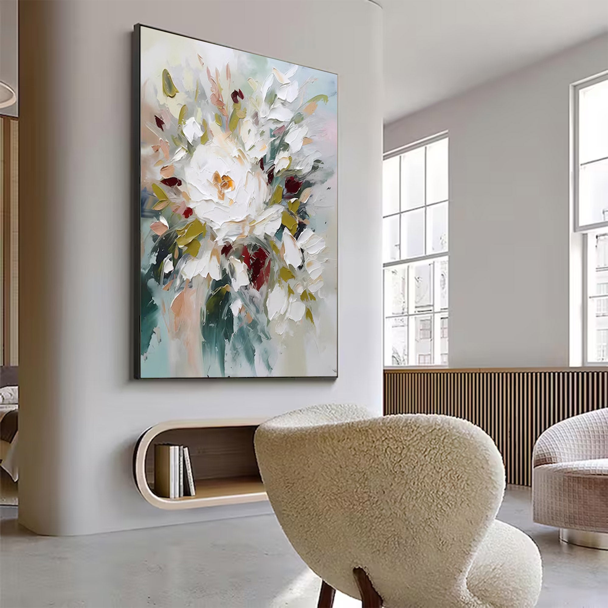 Large White Flower Canvas Art | KelorArt #AG 108