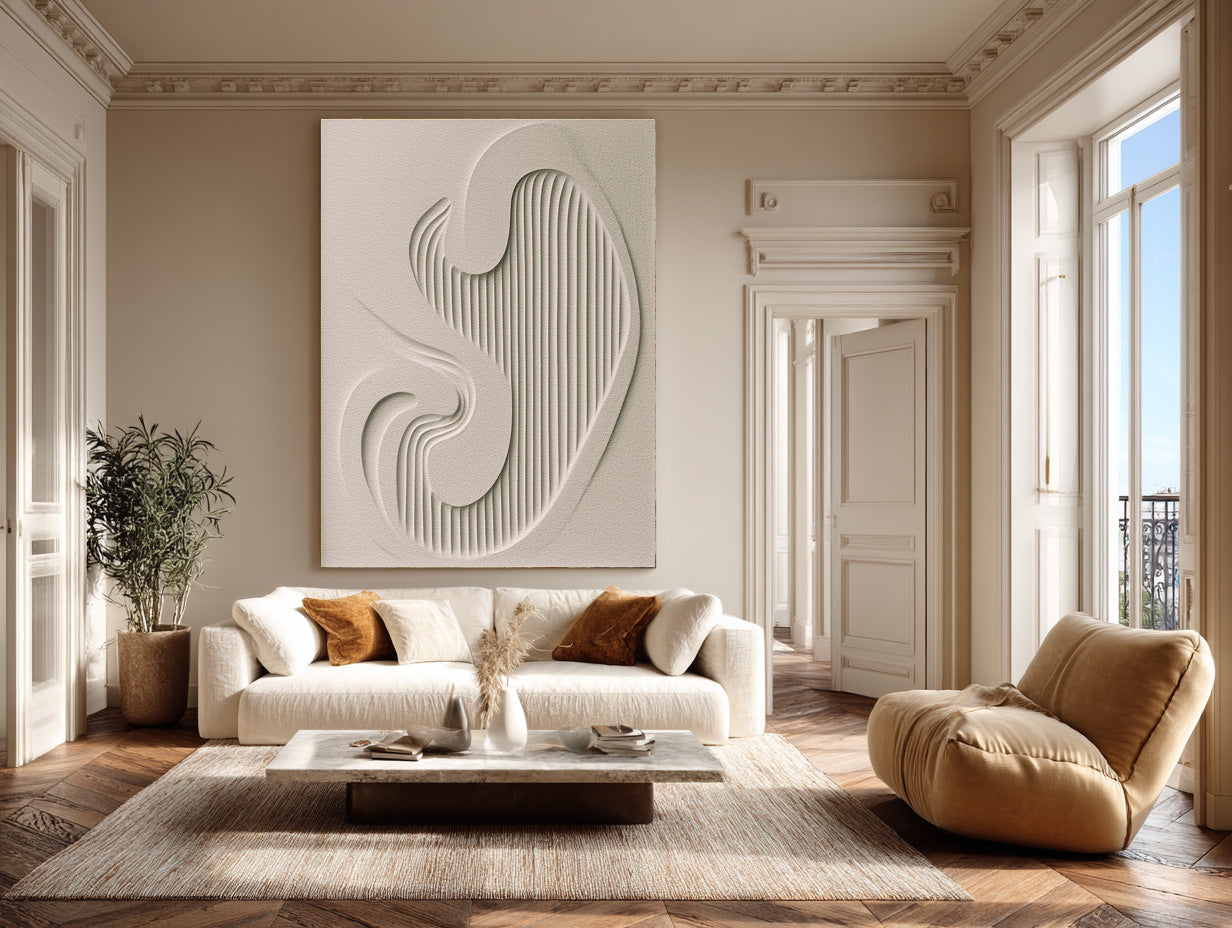 Textured Abstract Canvas Art Subtle 3D Lines Artwork #AG 082