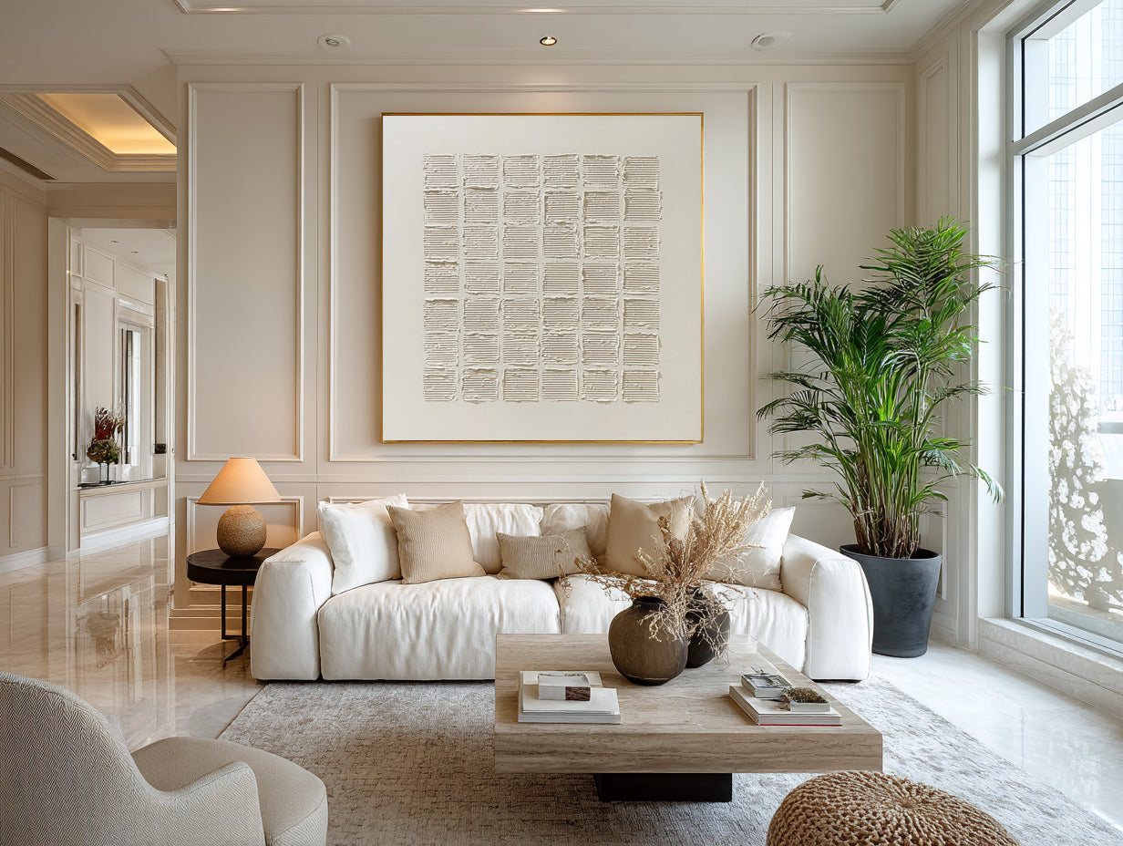 Minimalist Textured Painting - Abstract Grid Decor #AG 060