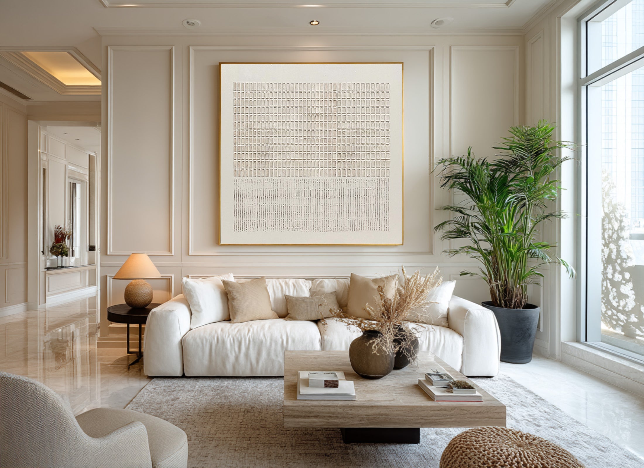 Soft Neutral Abstract Canvas Art for Modern Living Room | KelorrArt