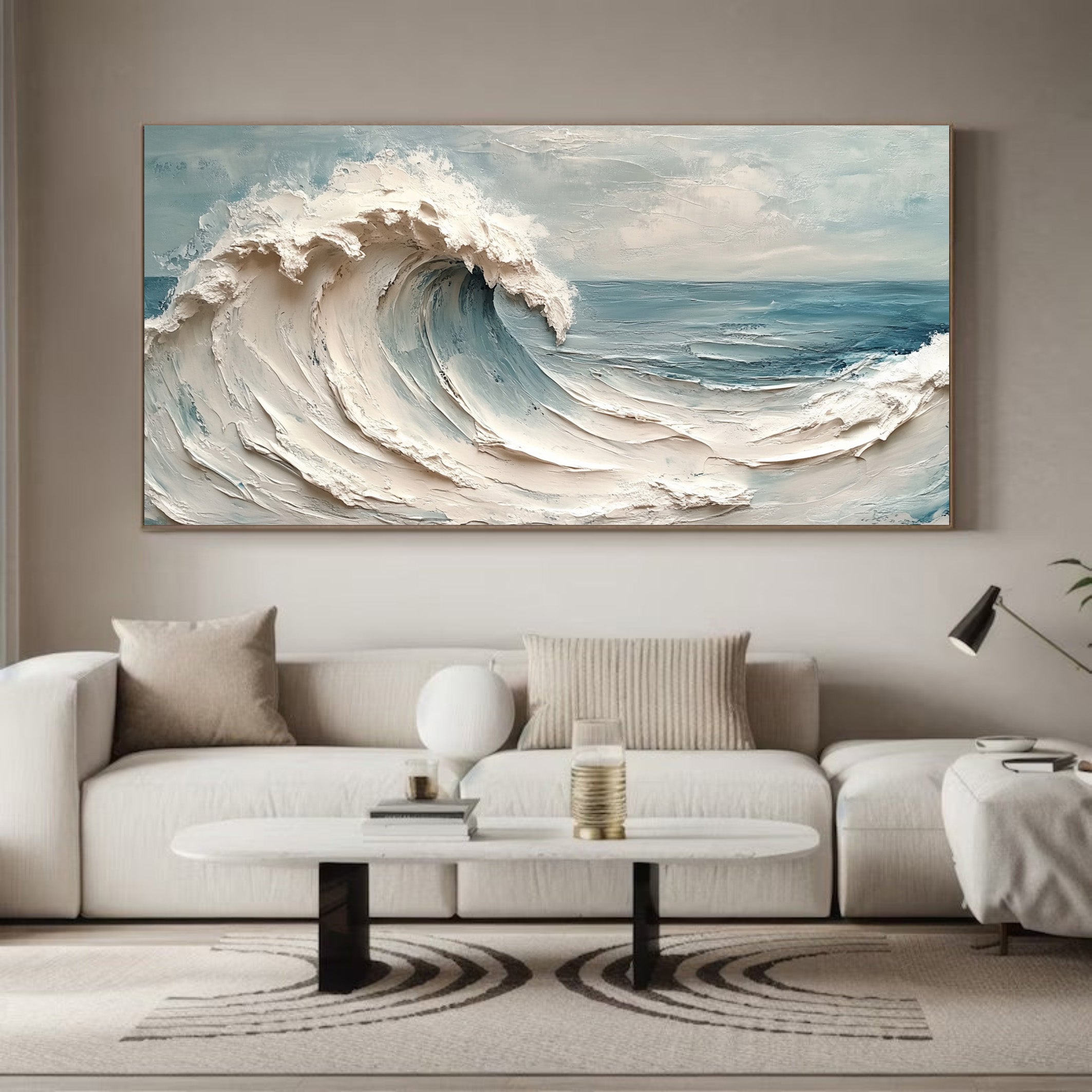 Deep Blue Surge: Contemporary Ocean Art, Tactile Wave Movement #MM543