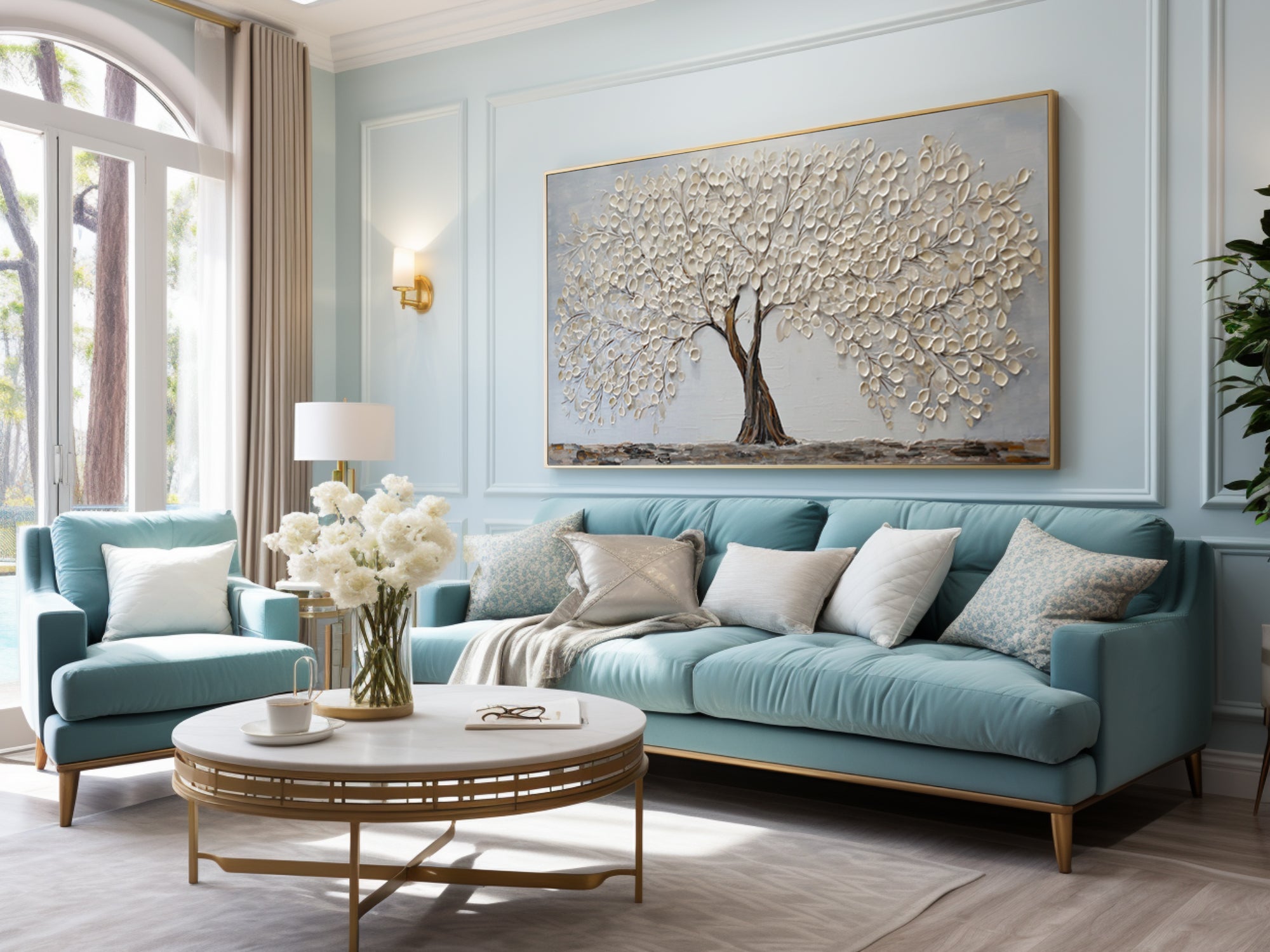 Large Abstract Tree Painting Elegant Home Interiors #AG 091
