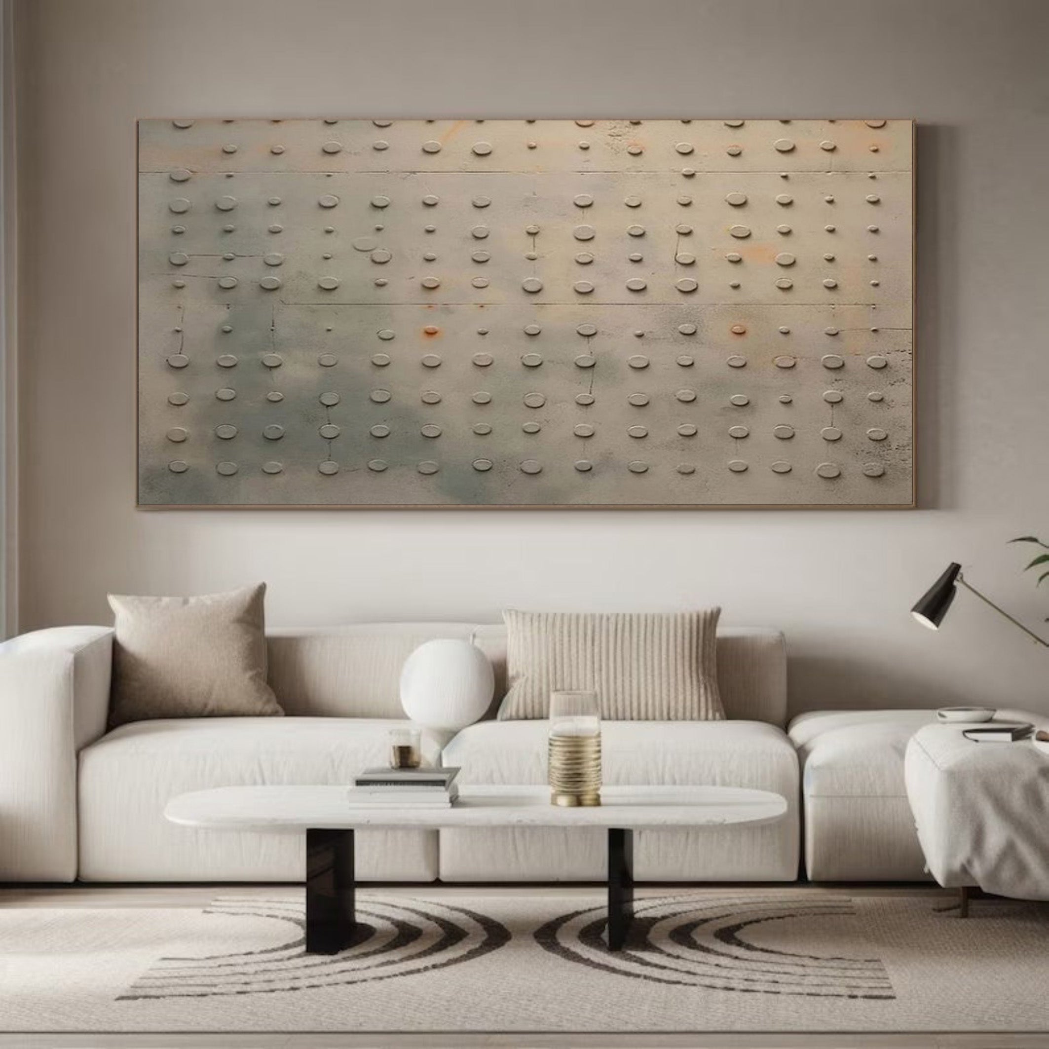 Riveted Surface: Contemporary Textured Canvas, Industrial Motif #MM511