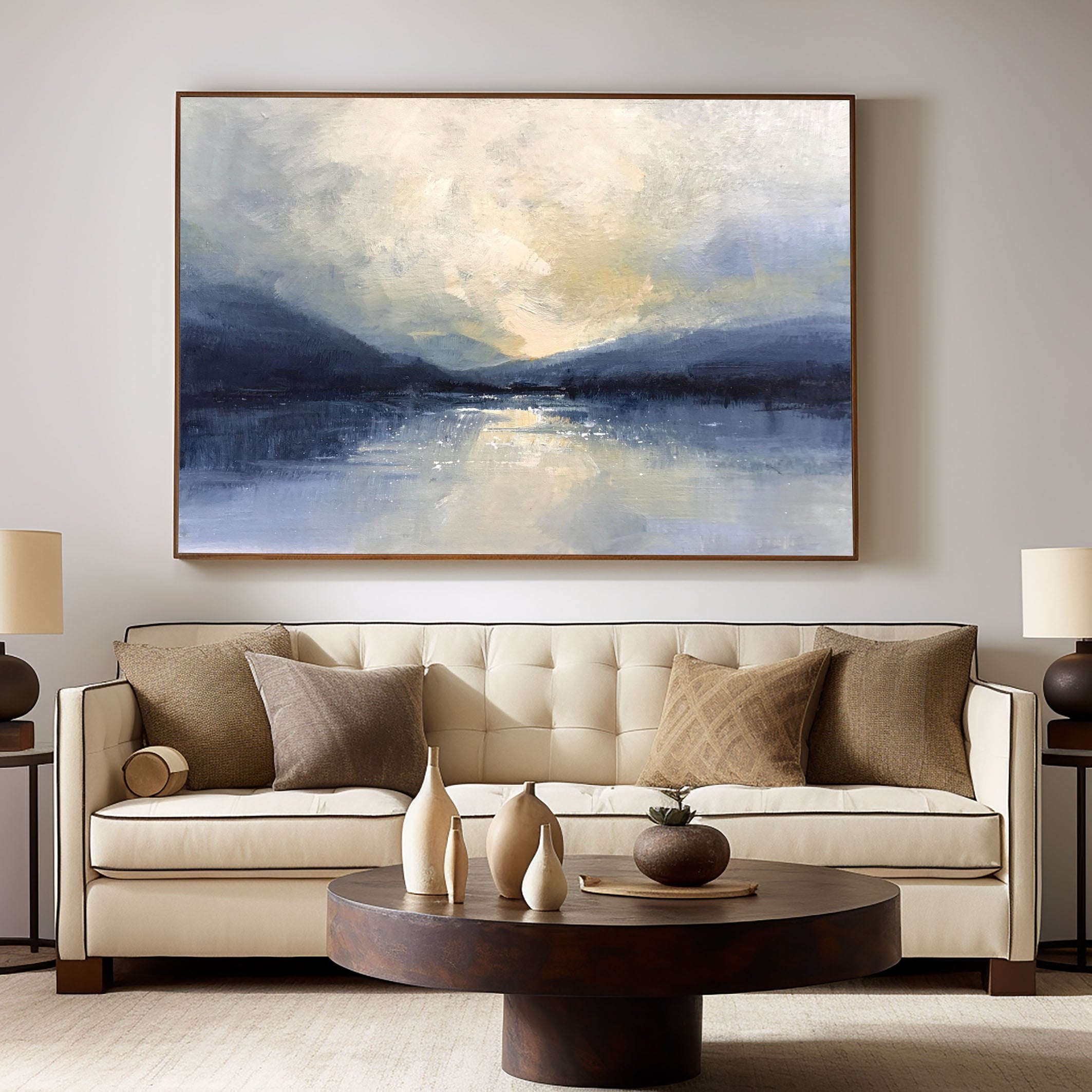 Modern Lakeview Artwork Abstract Oil Painting for House #AB015