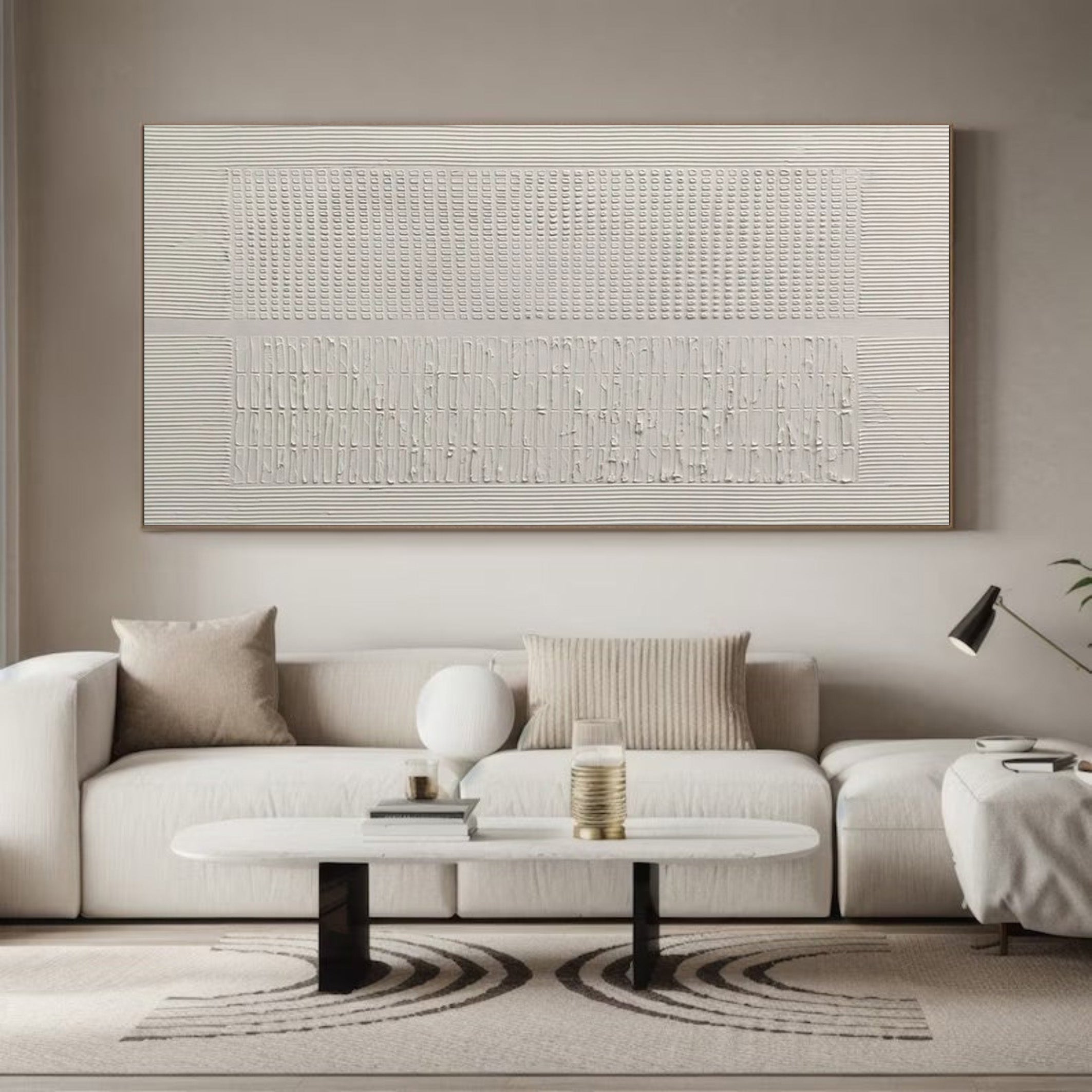 Contemporary White Textured Painting, Minimalist Design #MM512