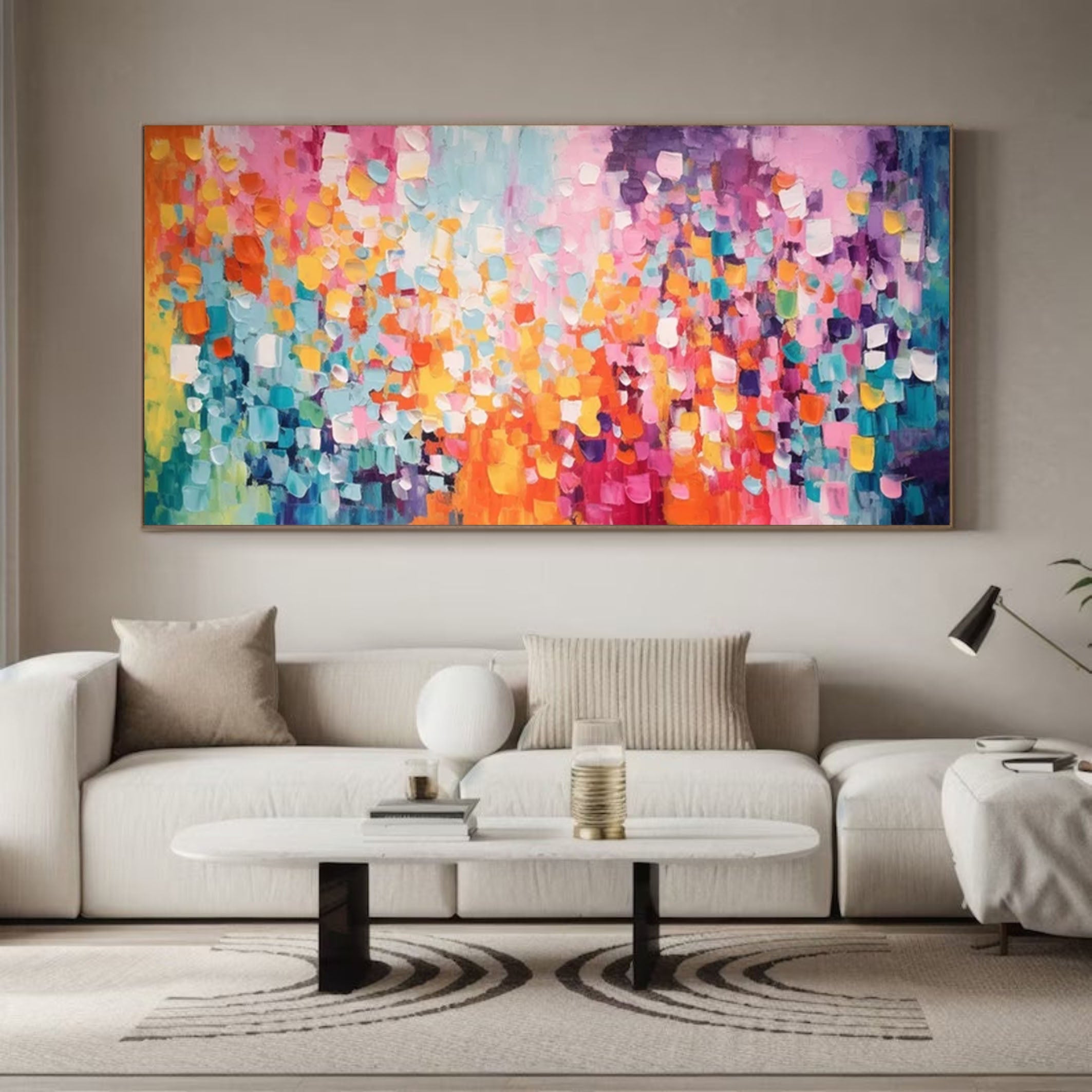 Colorful Abstract Canvas Large Vibrant Wall Art for House #MM172