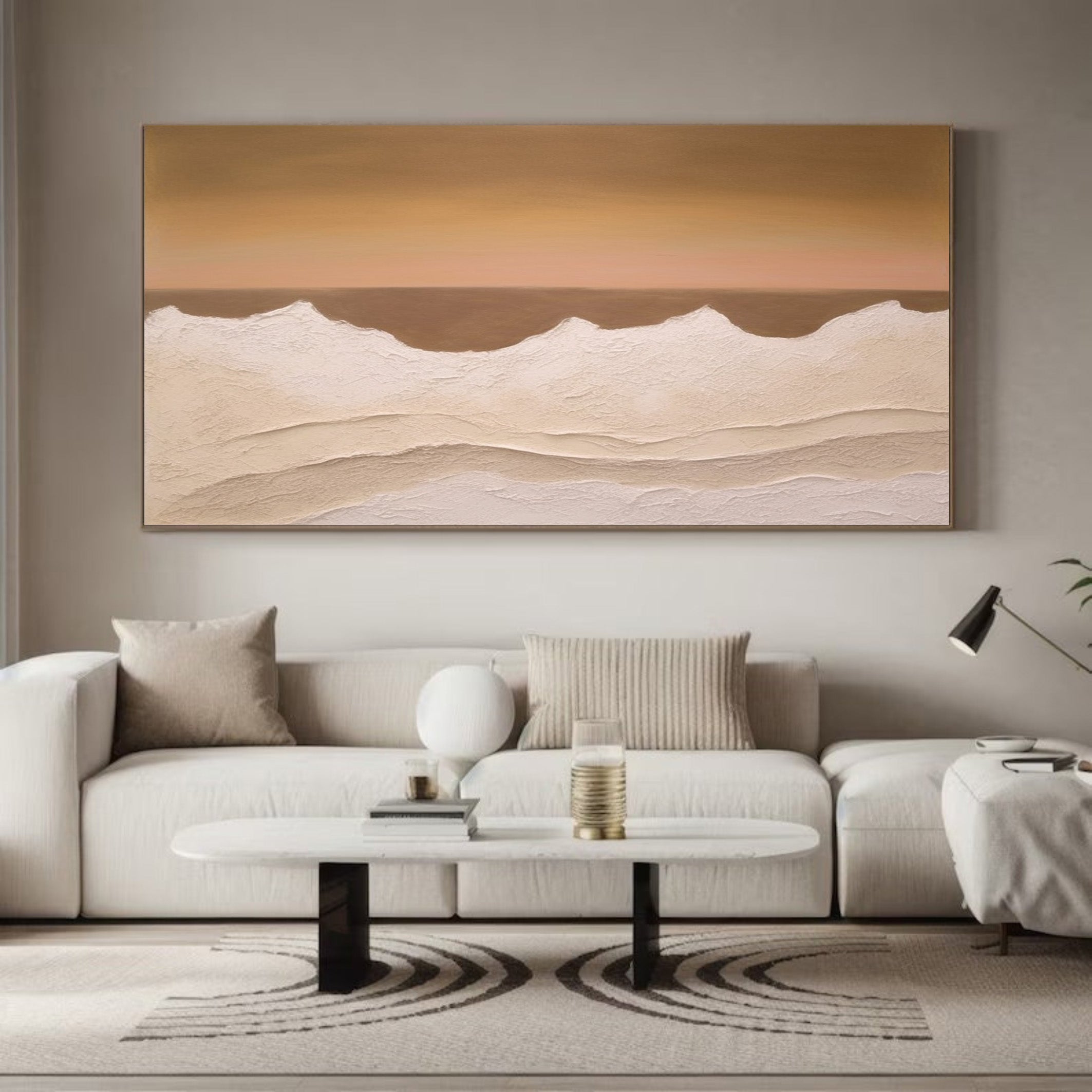 Desert Horizon Calm: Modern Landscape, Textured Wall Art #MM532