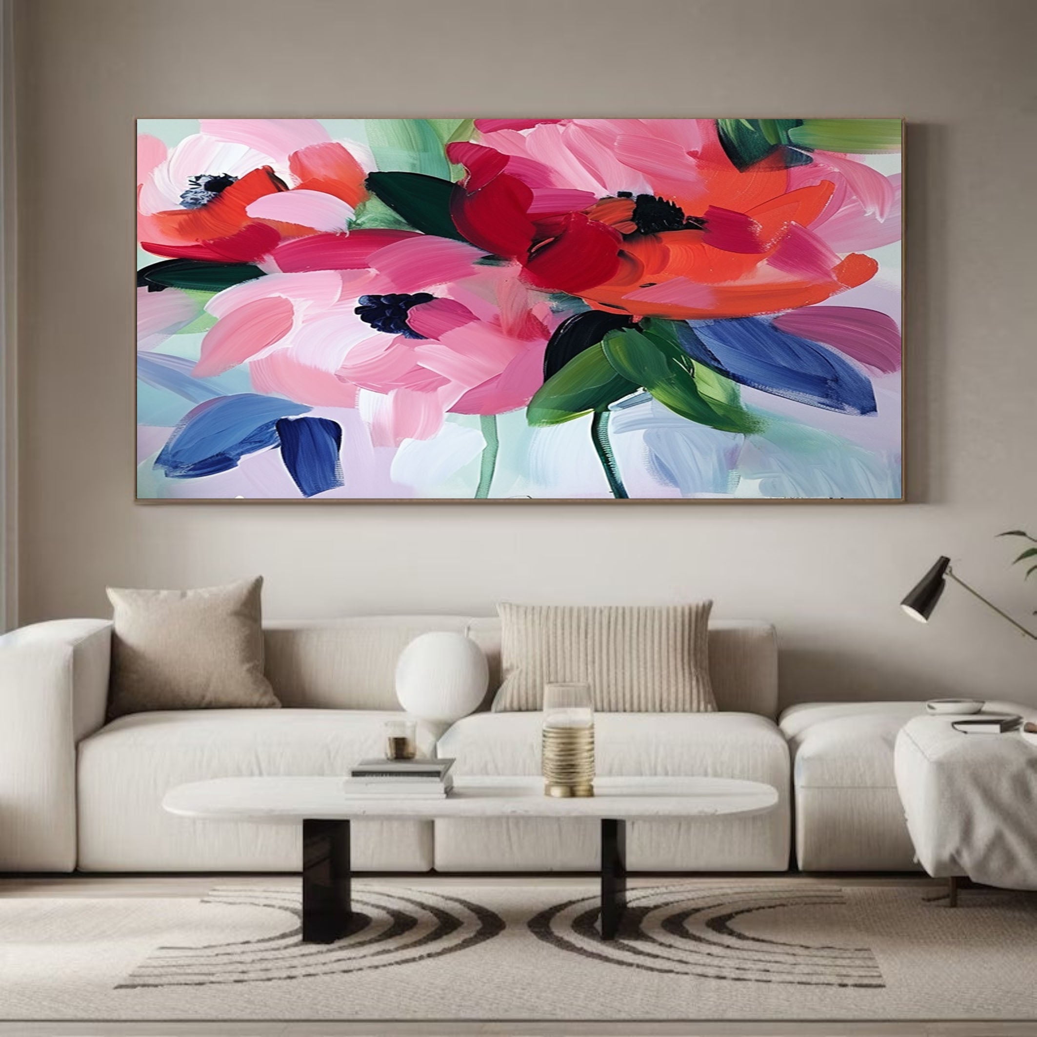 Large Floral Painting for Minimalist Home Decoration #FB017
