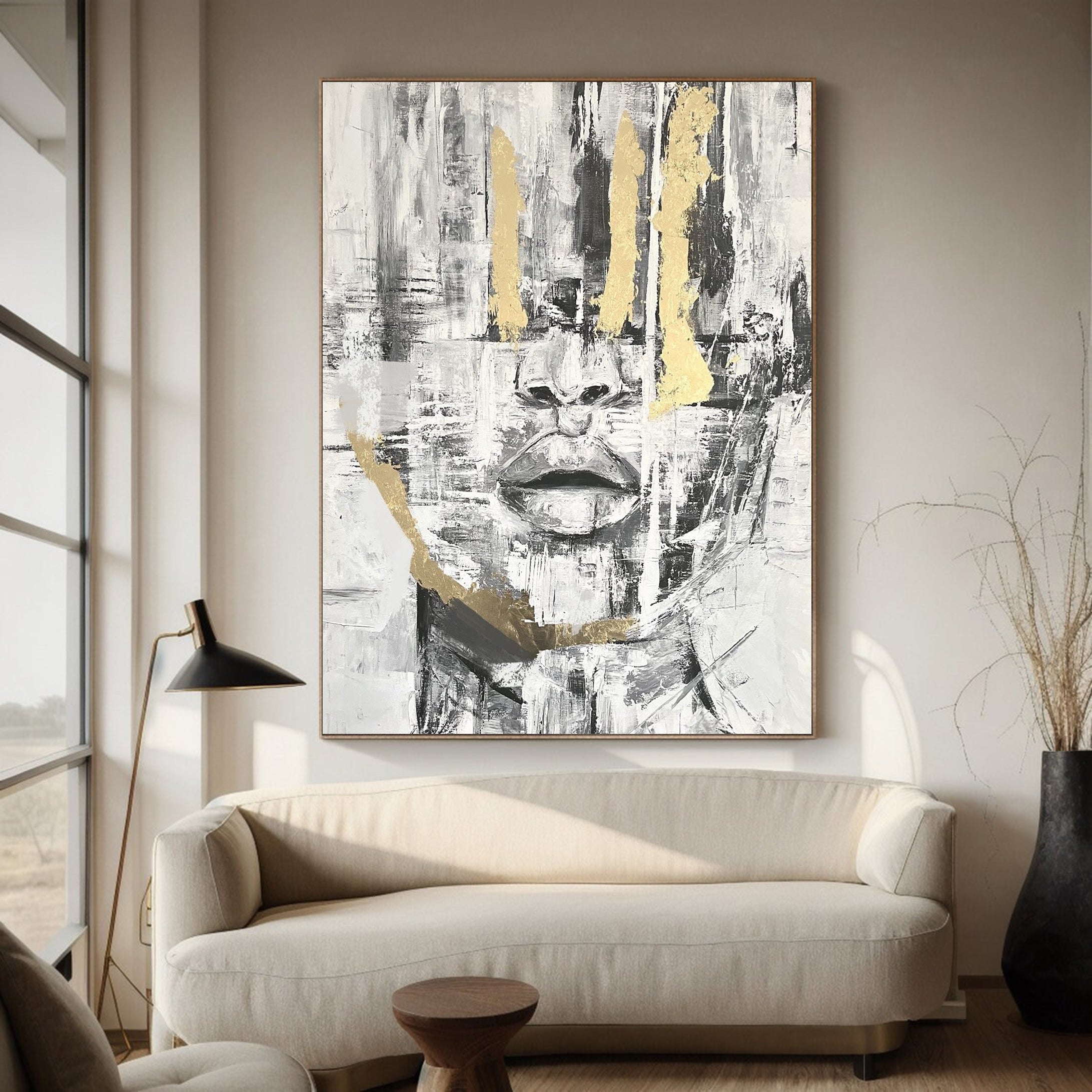 Modern Abstract Face Oil Painting Unique Art #HF007