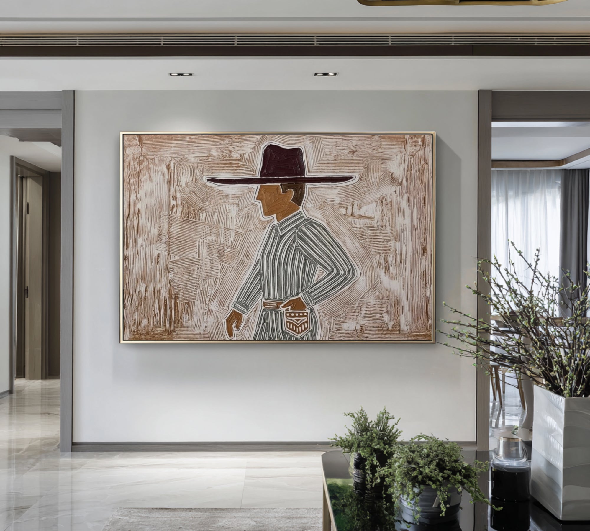 Minimalist Fashion Portrait Artwork Contemporary Neutral Wall Painting
