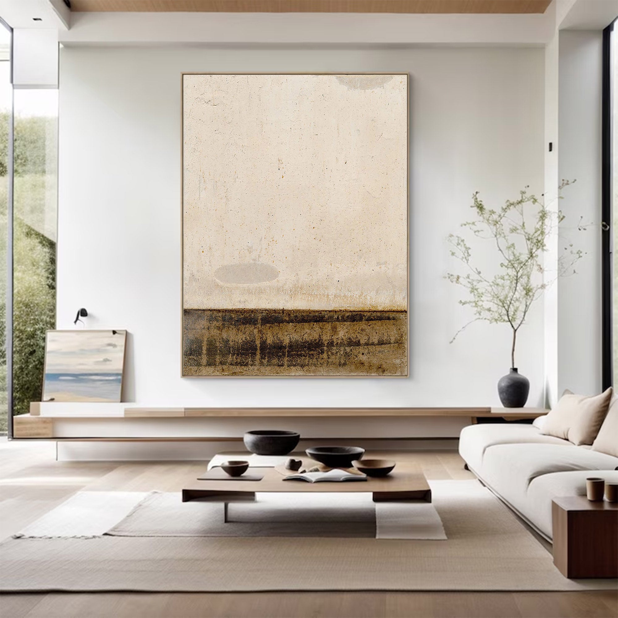 Large Textured Abstract Art Beige | KelorArt #AG 109
