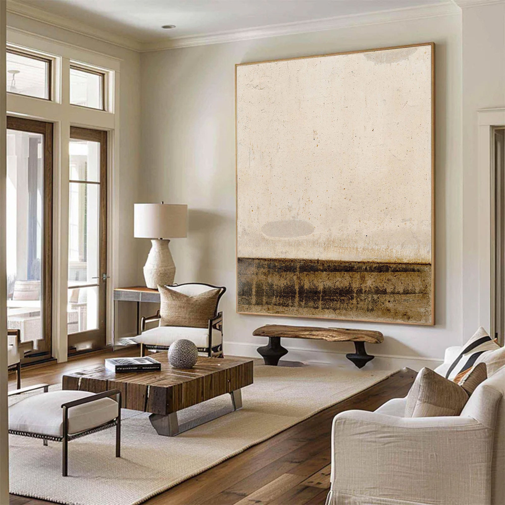 Large Textured Abstract Art Beige | KelorArt #AG 109