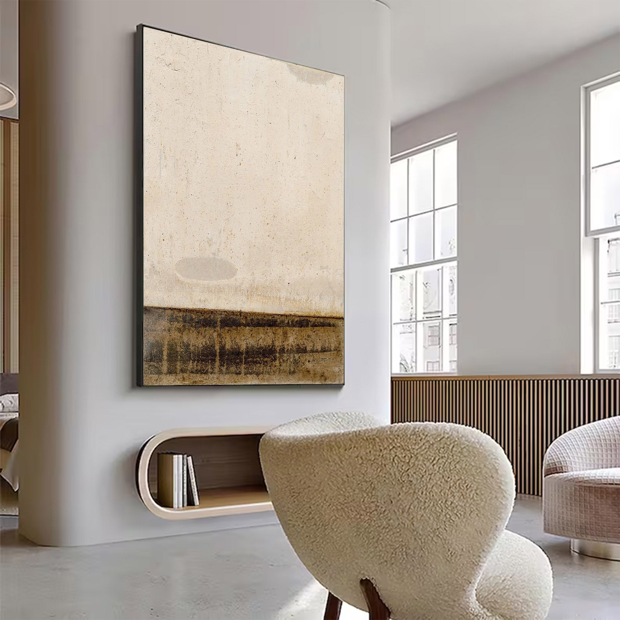 Large Textured Abstract Art Beige | KelorArt #AG 109