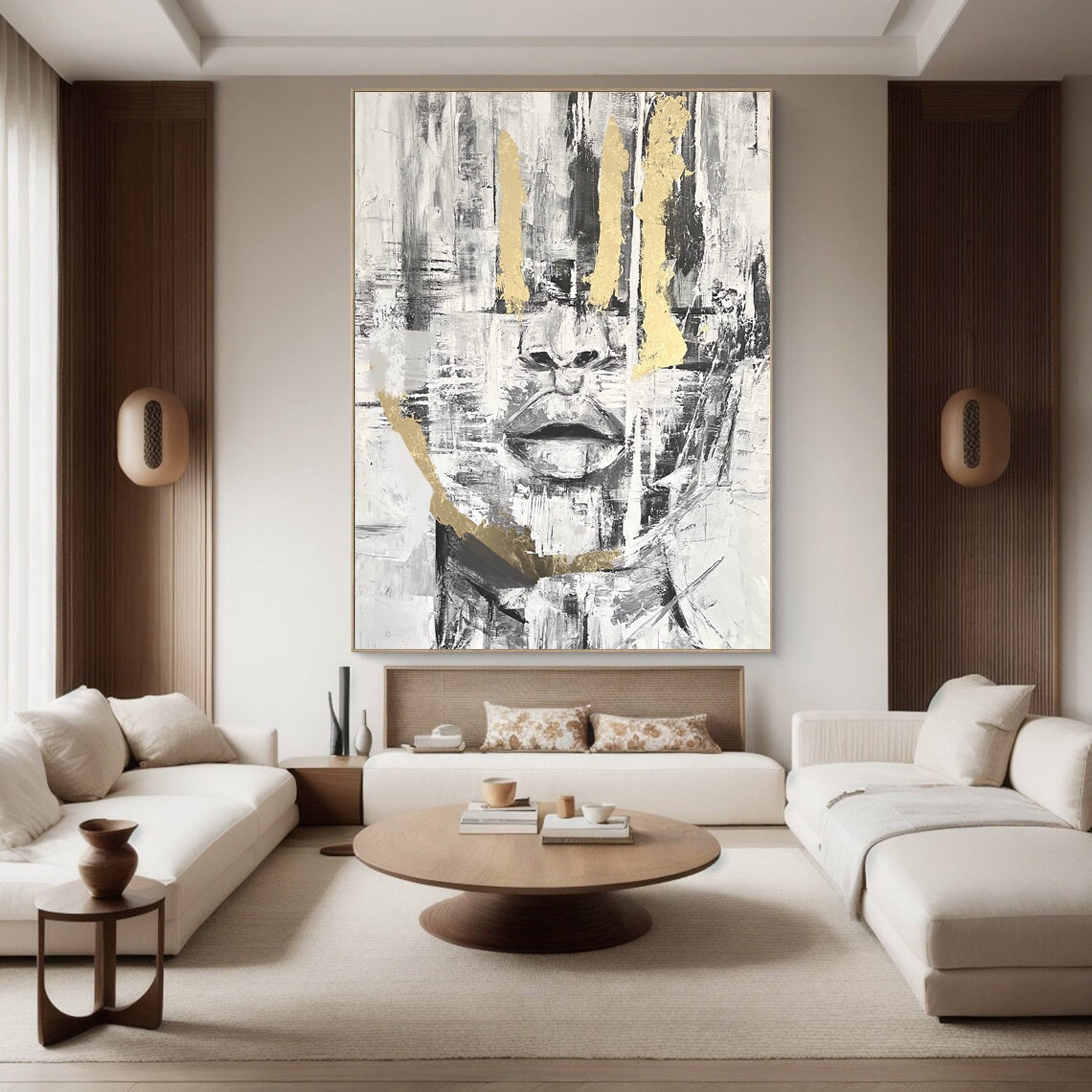 Modern Abstract Face Oil Painting Unique Art #HF007