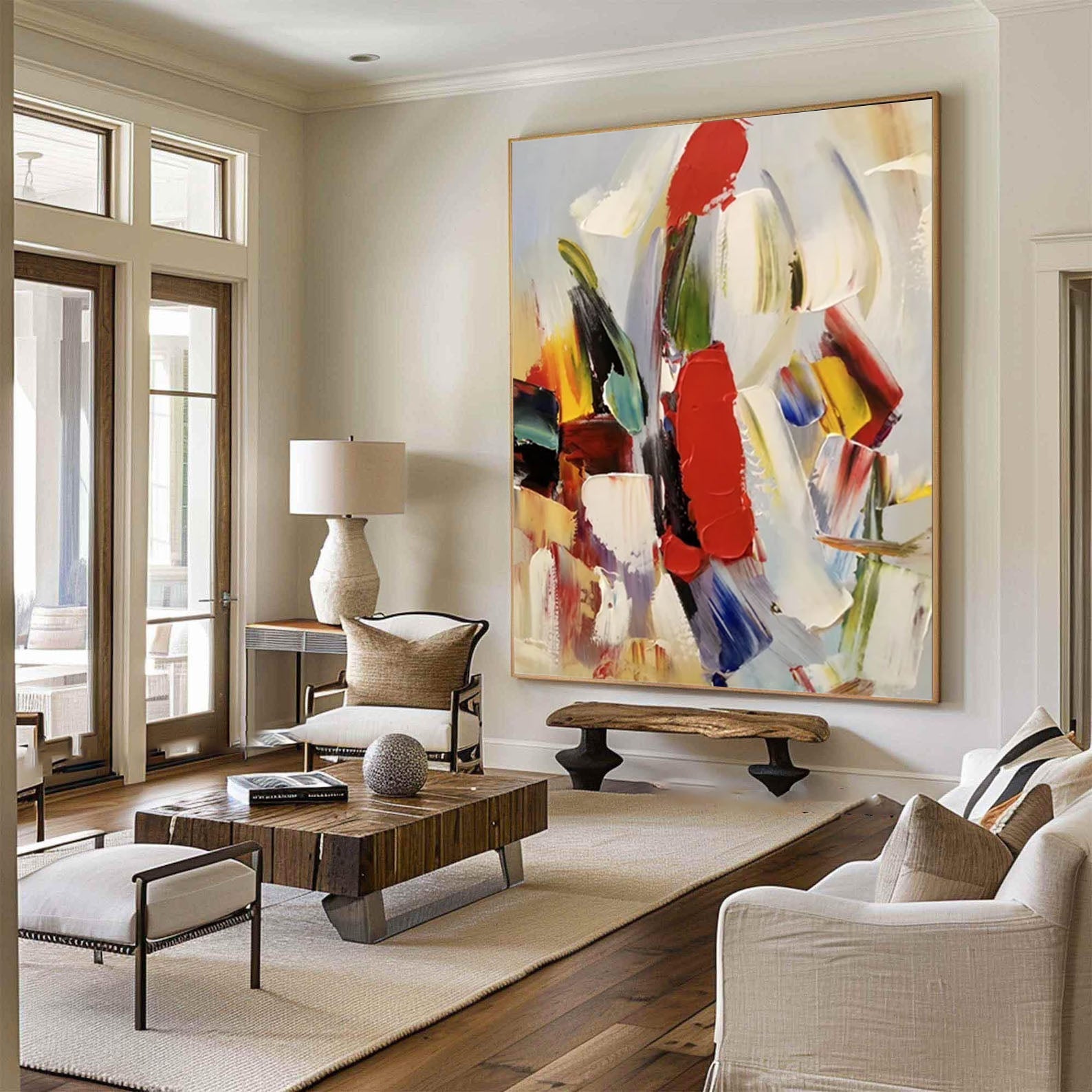 لوحة فنية تجريدية زاهية الألوان بضربات فرشاة جريئة #AB034