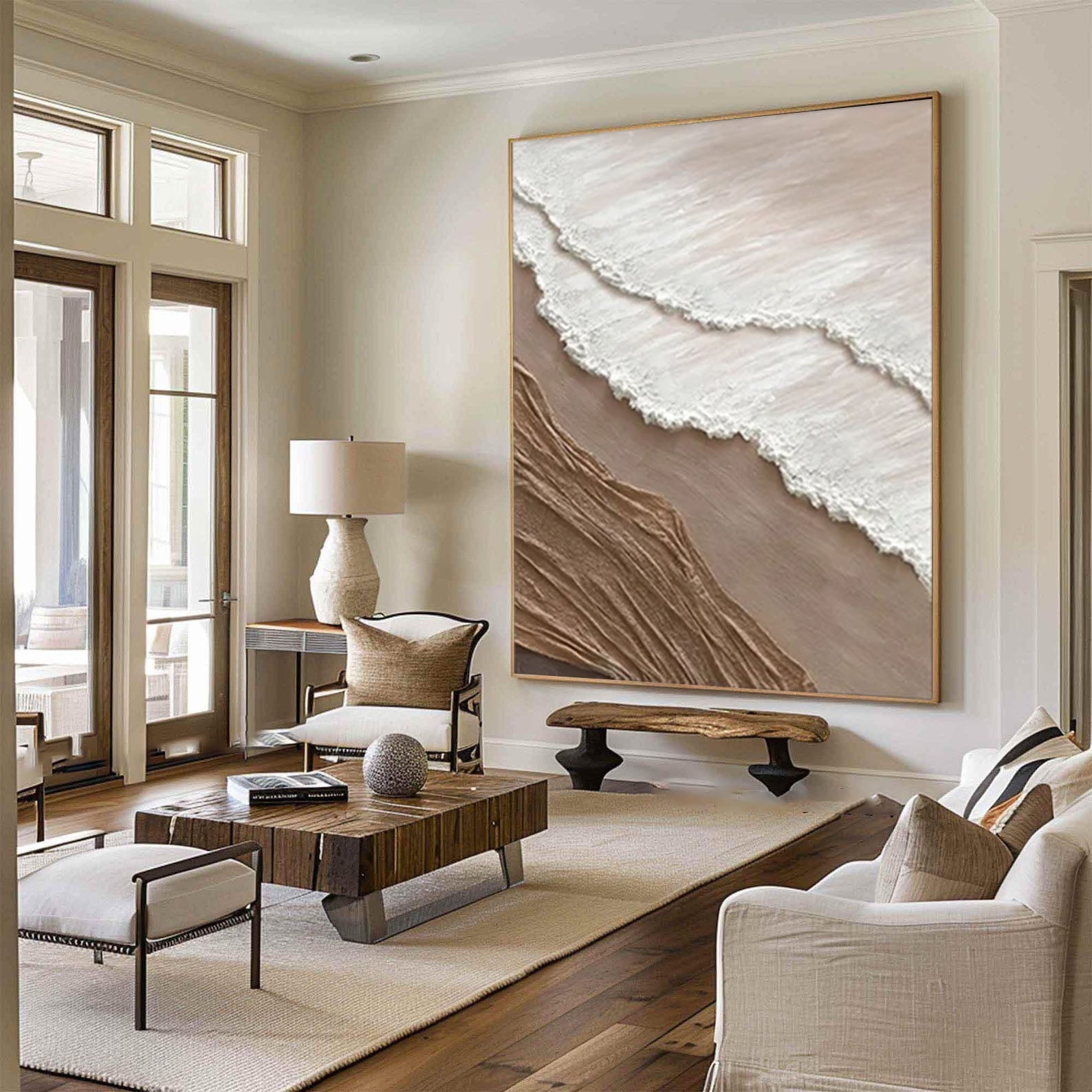 ديكور حائط محايد بمنظر شاطئي مصنوع يدويًا #OP057