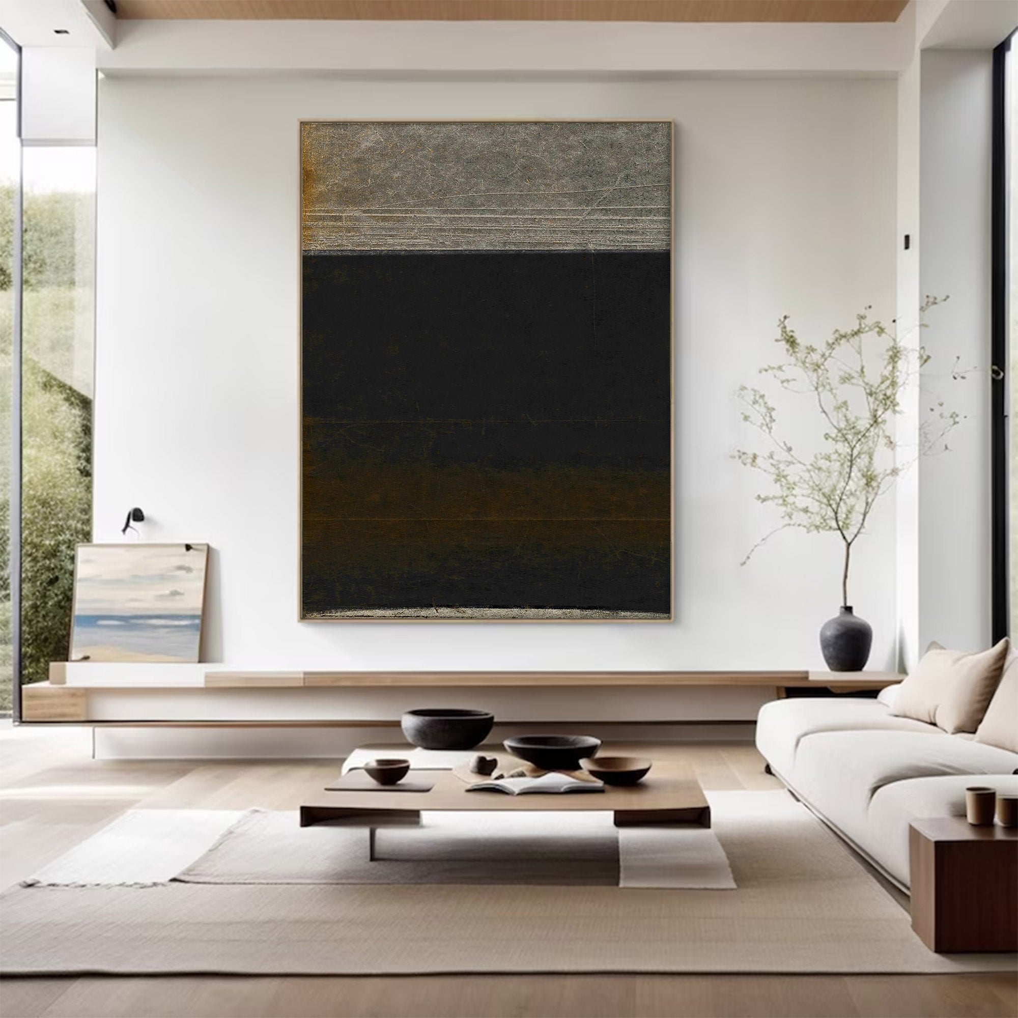 Large Minimalist Black Abstract Wall Art | KelorArt #AG 110