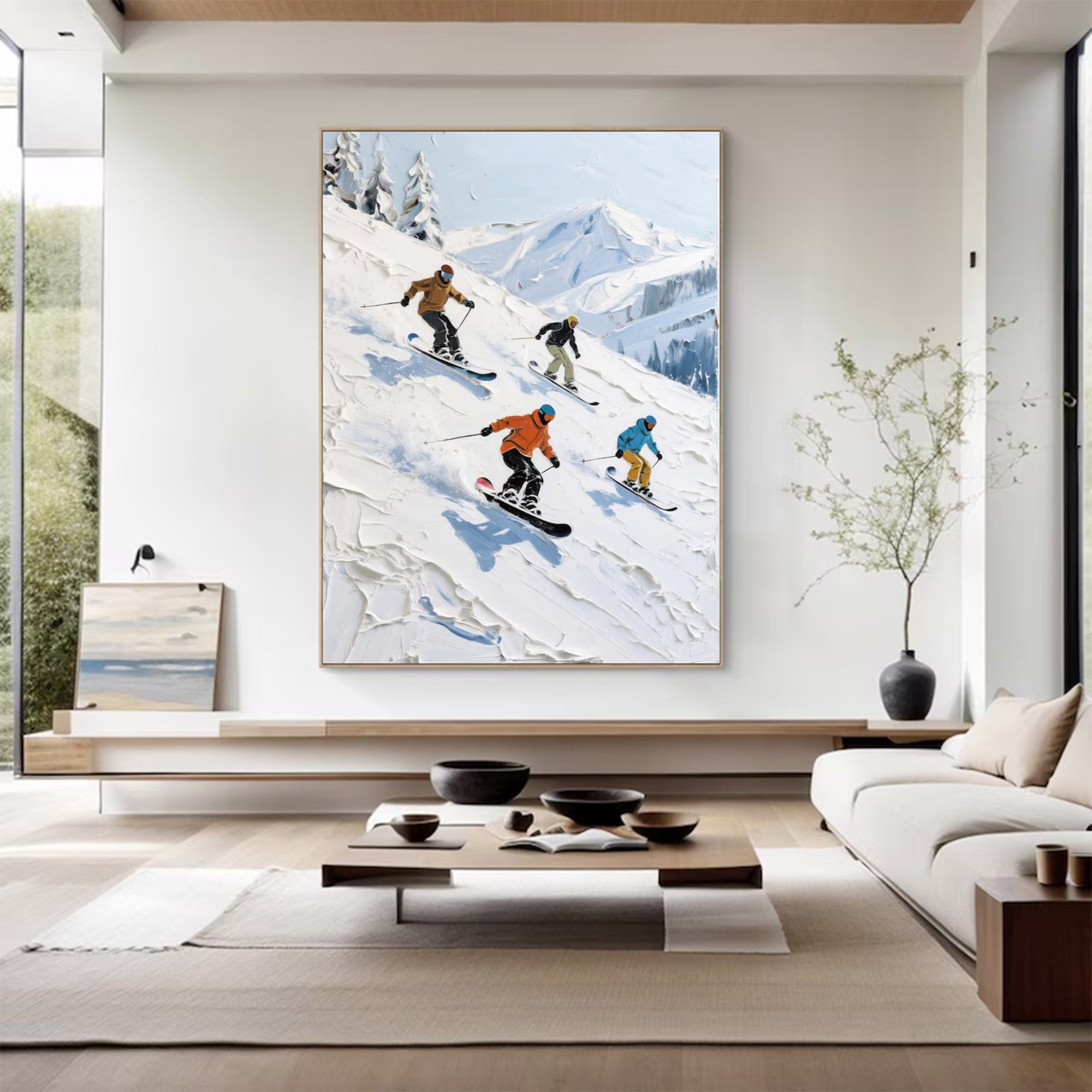 Large Textured Skiing Art | KelorArt #AG 145