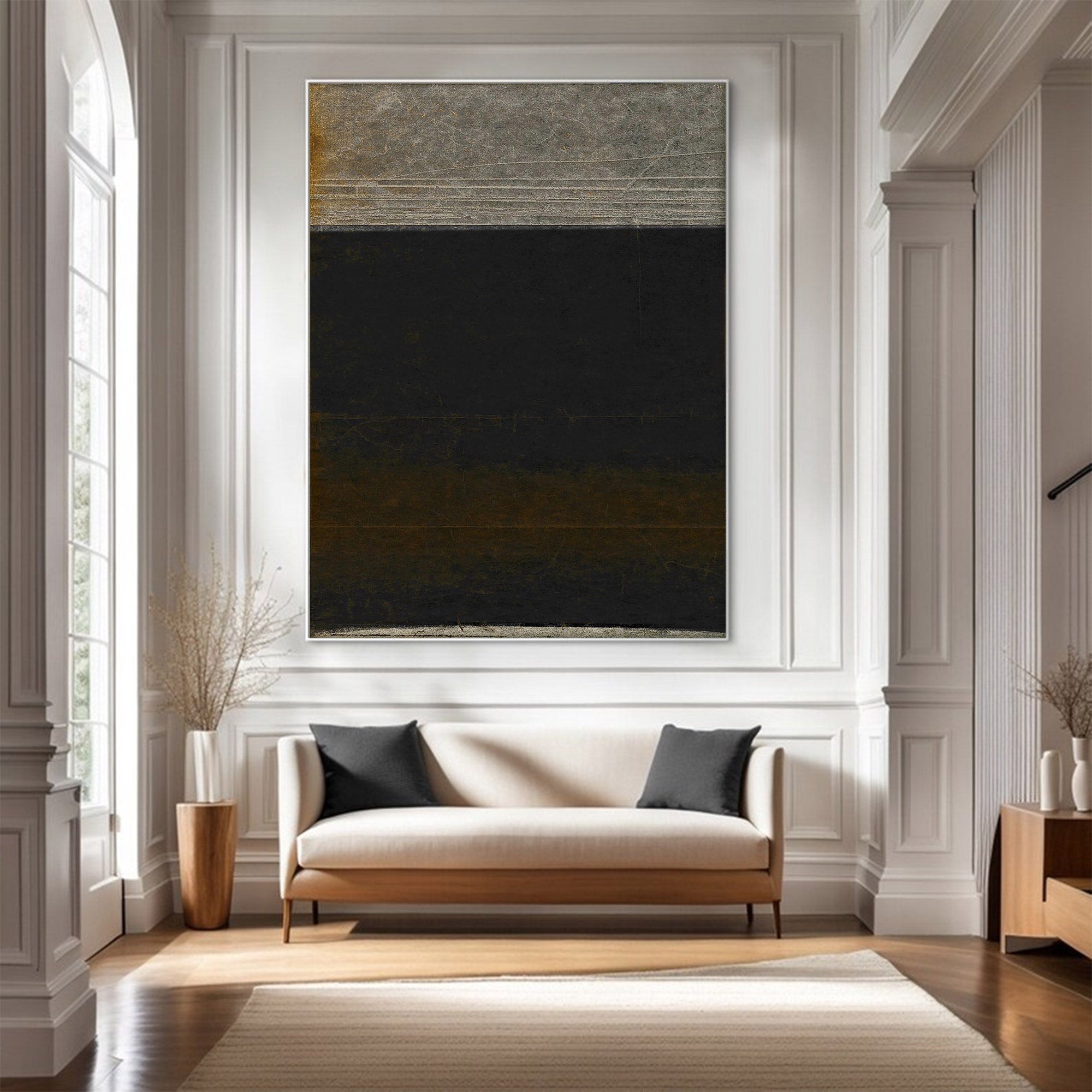Large Minimalist Black Abstract Wall Art | KelorArt #AG 110