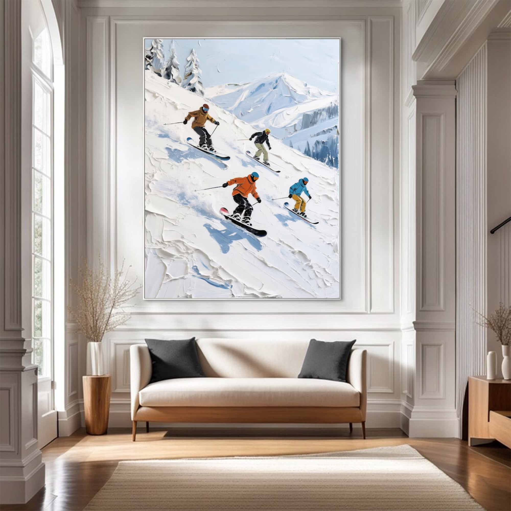 Large Textured Skiing Art | KelorArt #AG 145