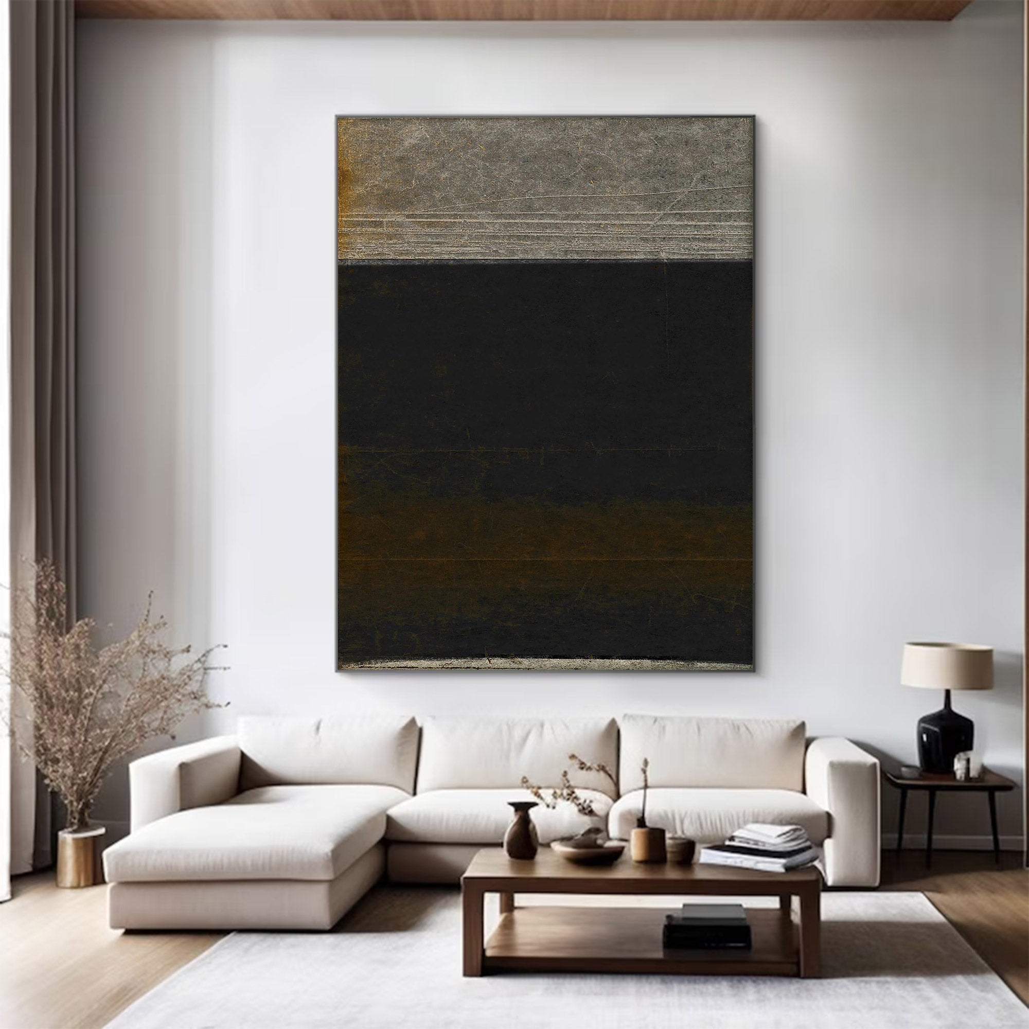 Large Minimalist Black Abstract Wall Art | KelorArt #AG 110
