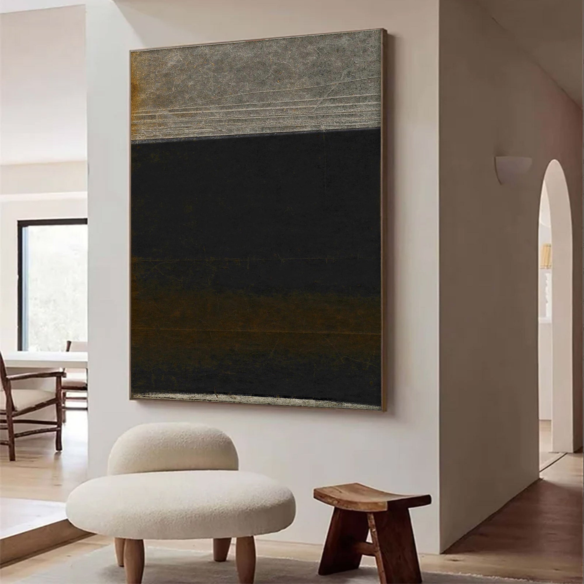 Large Minimalist Black Abstract Wall Art | KelorArt #AG 110