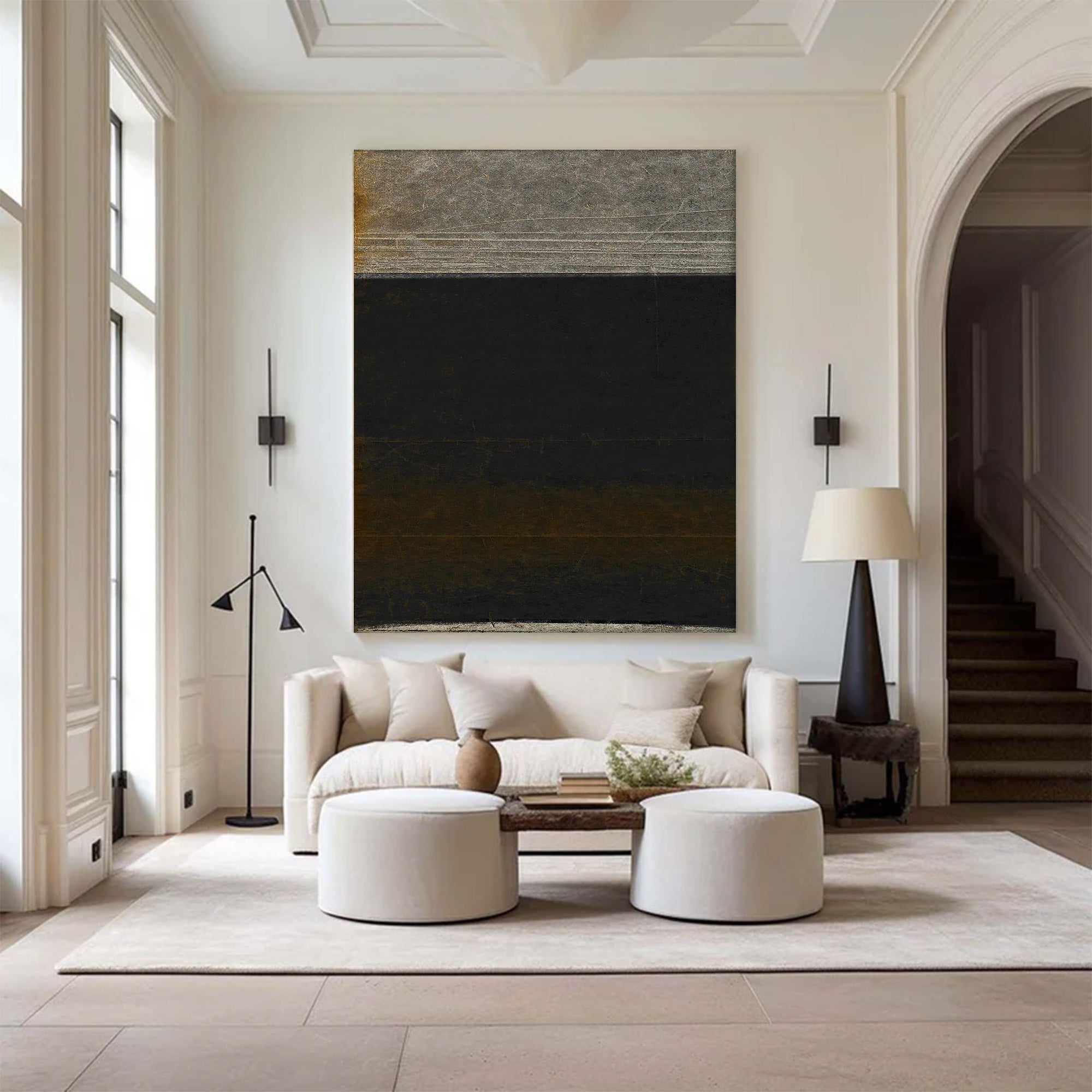 Large Minimalist Black Abstract Wall Art | KelorArt #AG 110