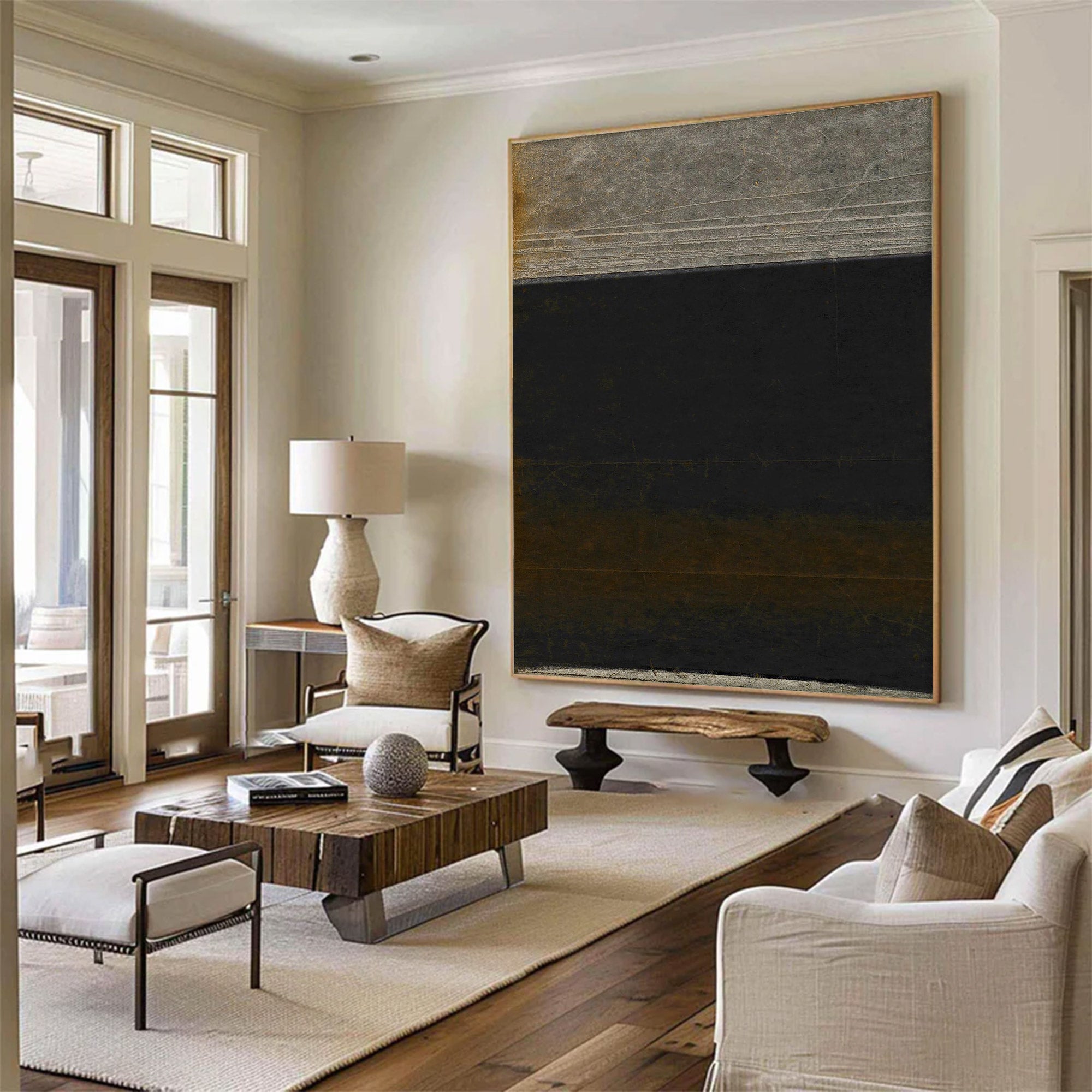 Large Minimalist Black Abstract Wall Art | KelorArt #AG 110