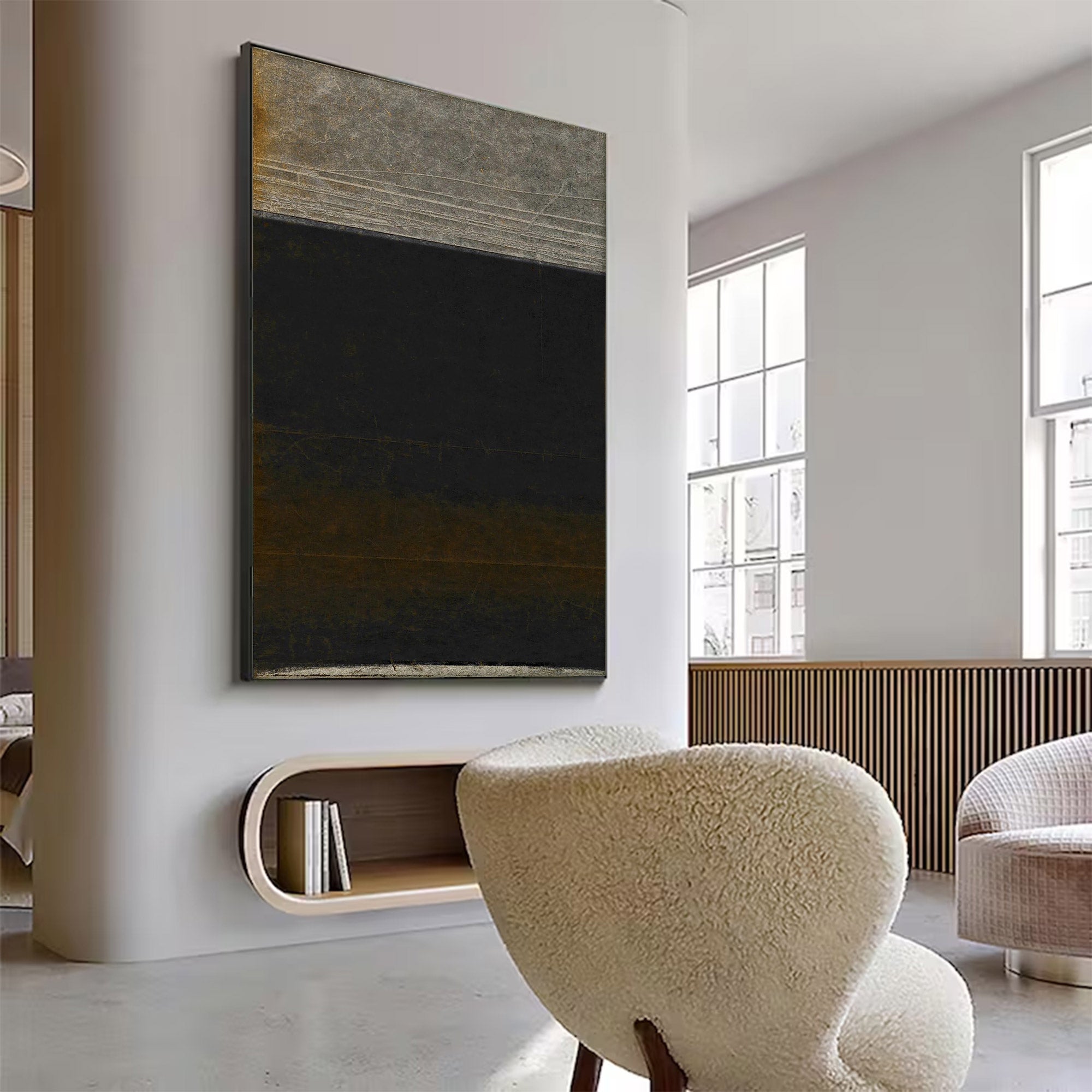 Large Minimalist Black Abstract Wall Art | KelorArt #AG 110