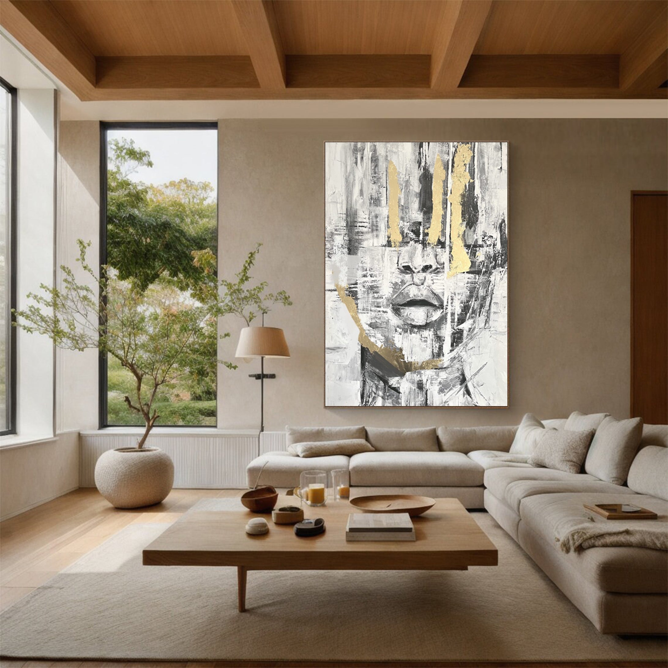 Modern Abstract Face Oil Painting Unique Art #HF007