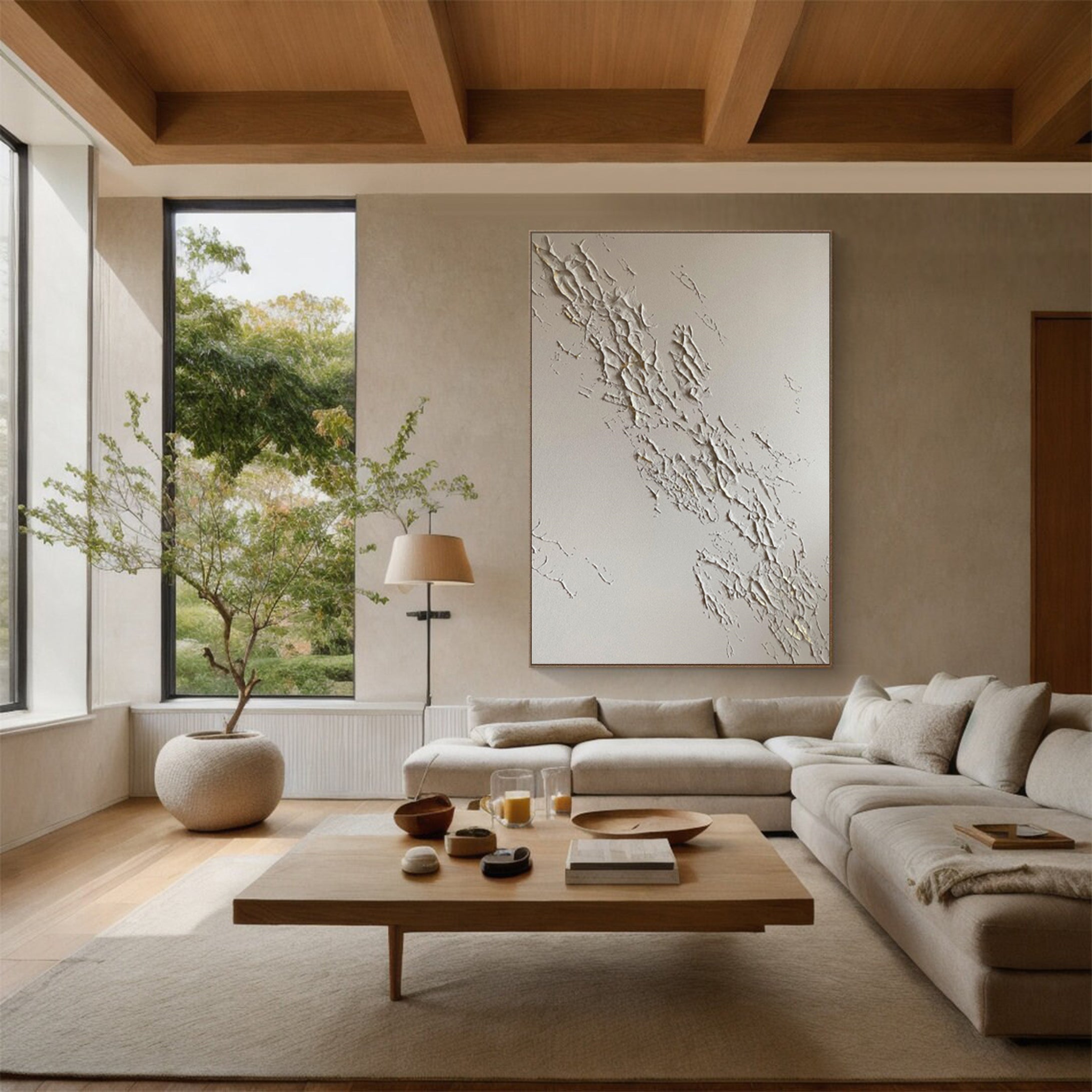 لوحة فنية جبسية حديثة بألوان محايدة من القماش #MM029