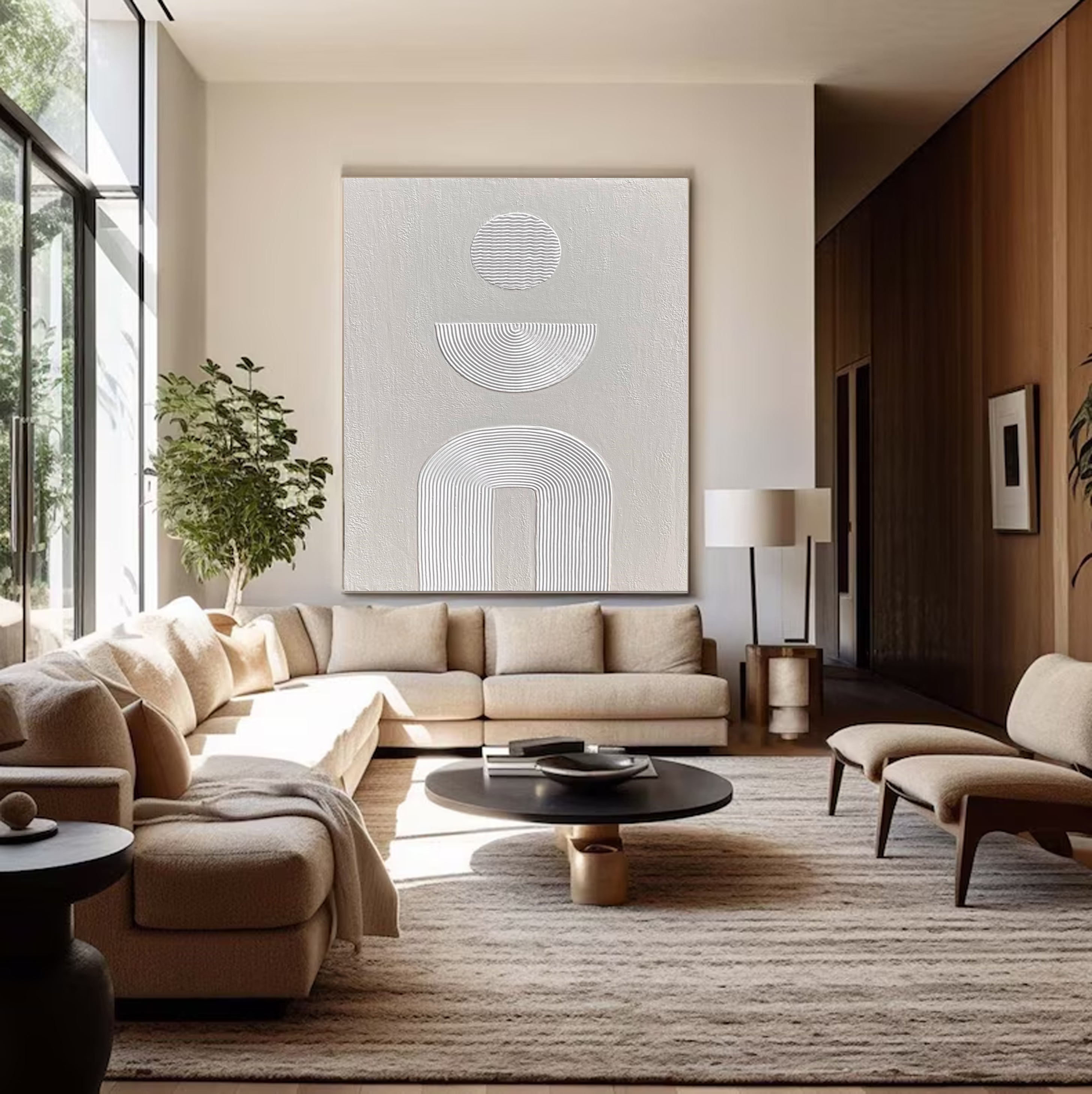 لوحة فنية هندسية أنيقة من القماش بتصميم بسيط للمنازل العصرية #MM005
