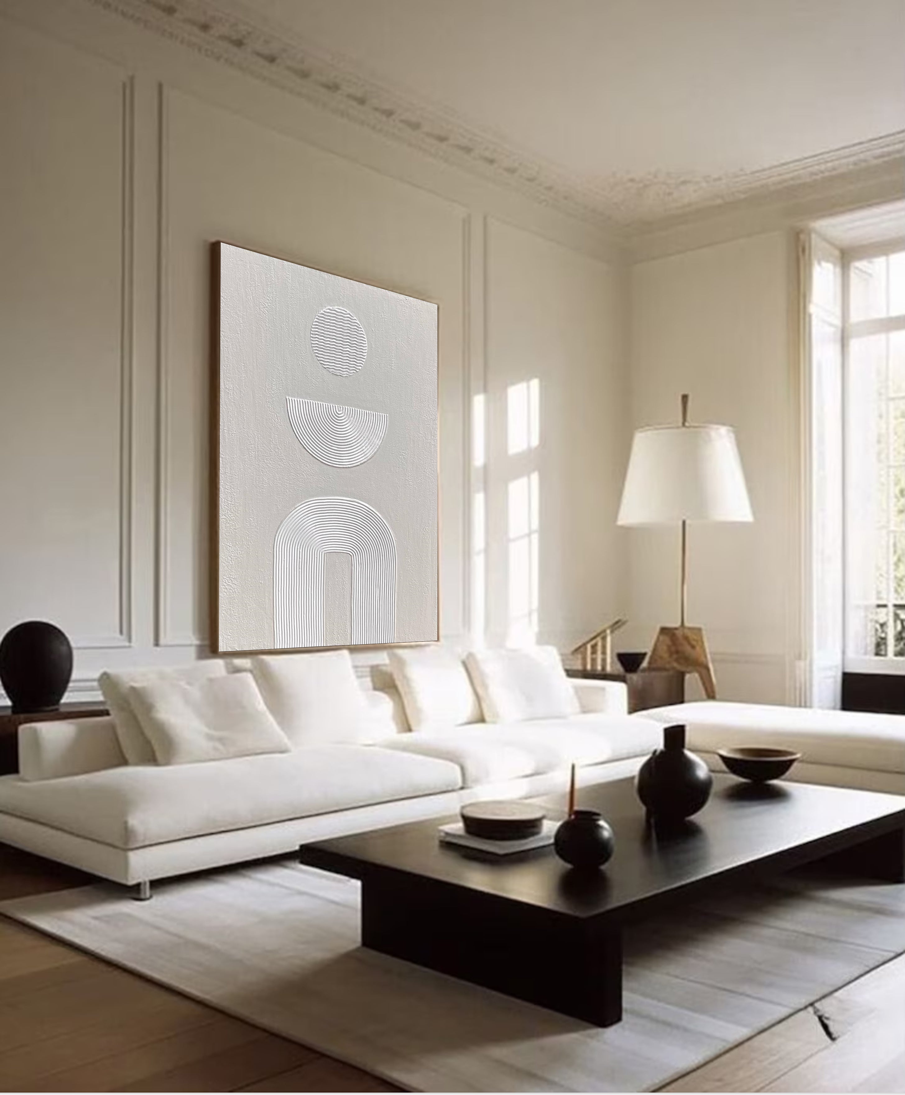 لوحة فنية هندسية أنيقة من القماش بتصميم بسيط للمنازل العصرية #MM005