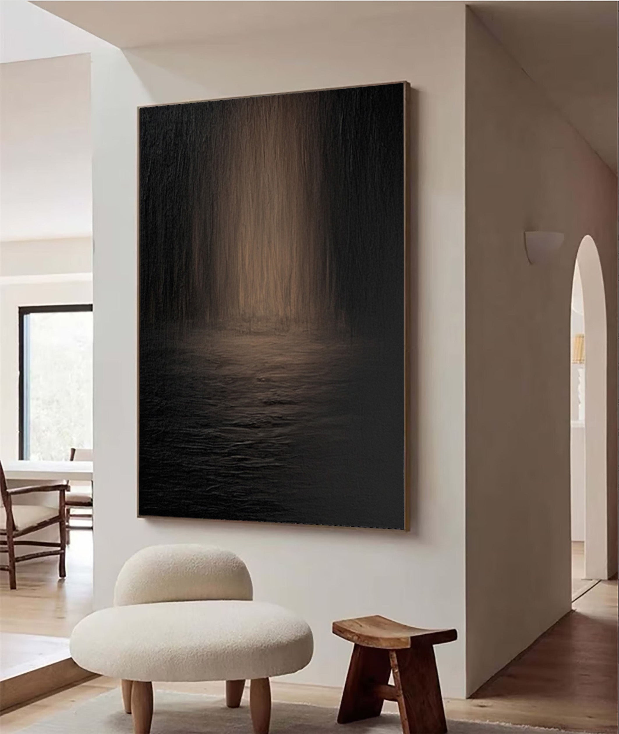Nocturne Waters: Modern Dark Abstract with Subtle Reflections #MM566