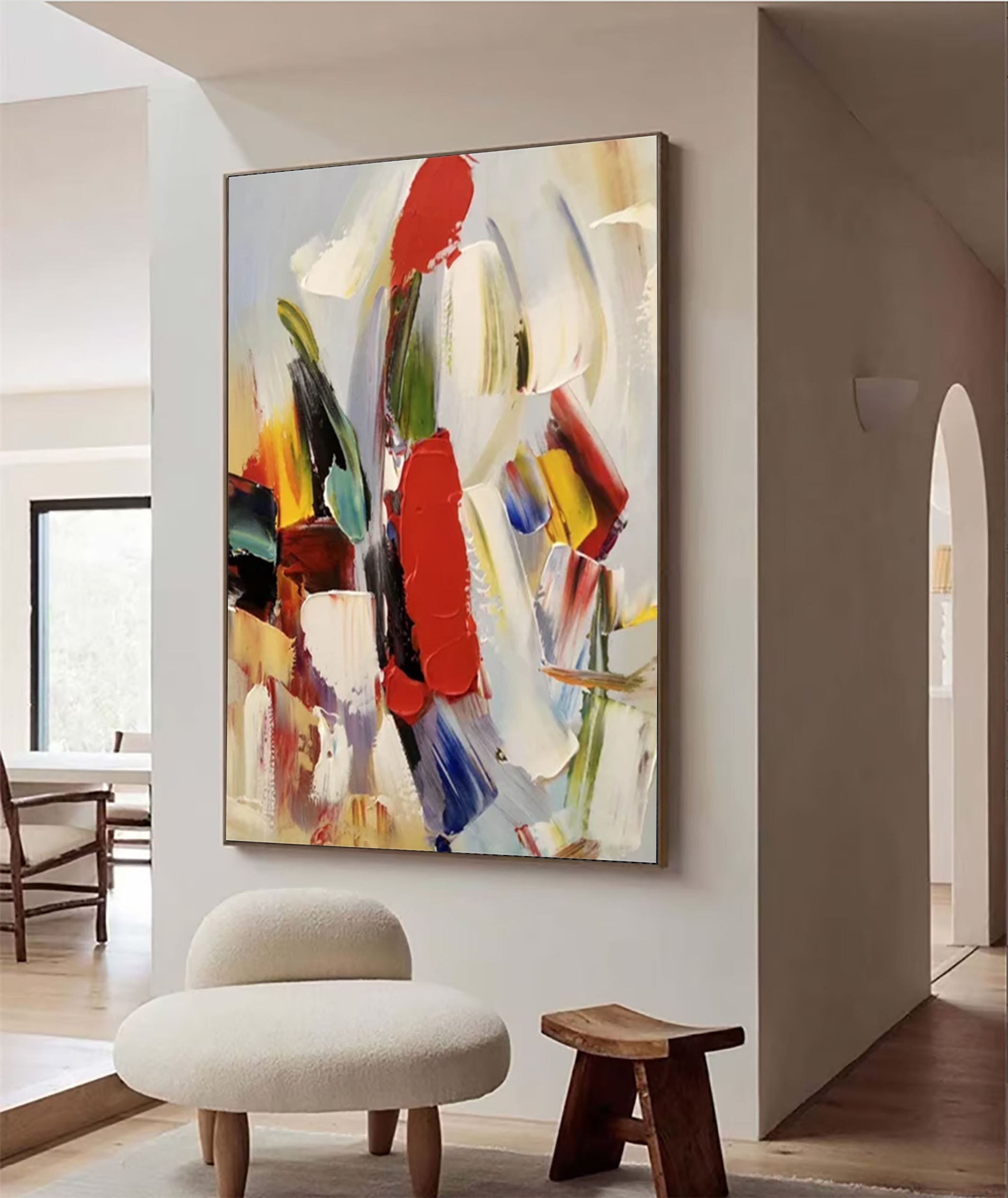 لوحة فنية تجريدية زاهية الألوان بضربات فرشاة جريئة #AB034