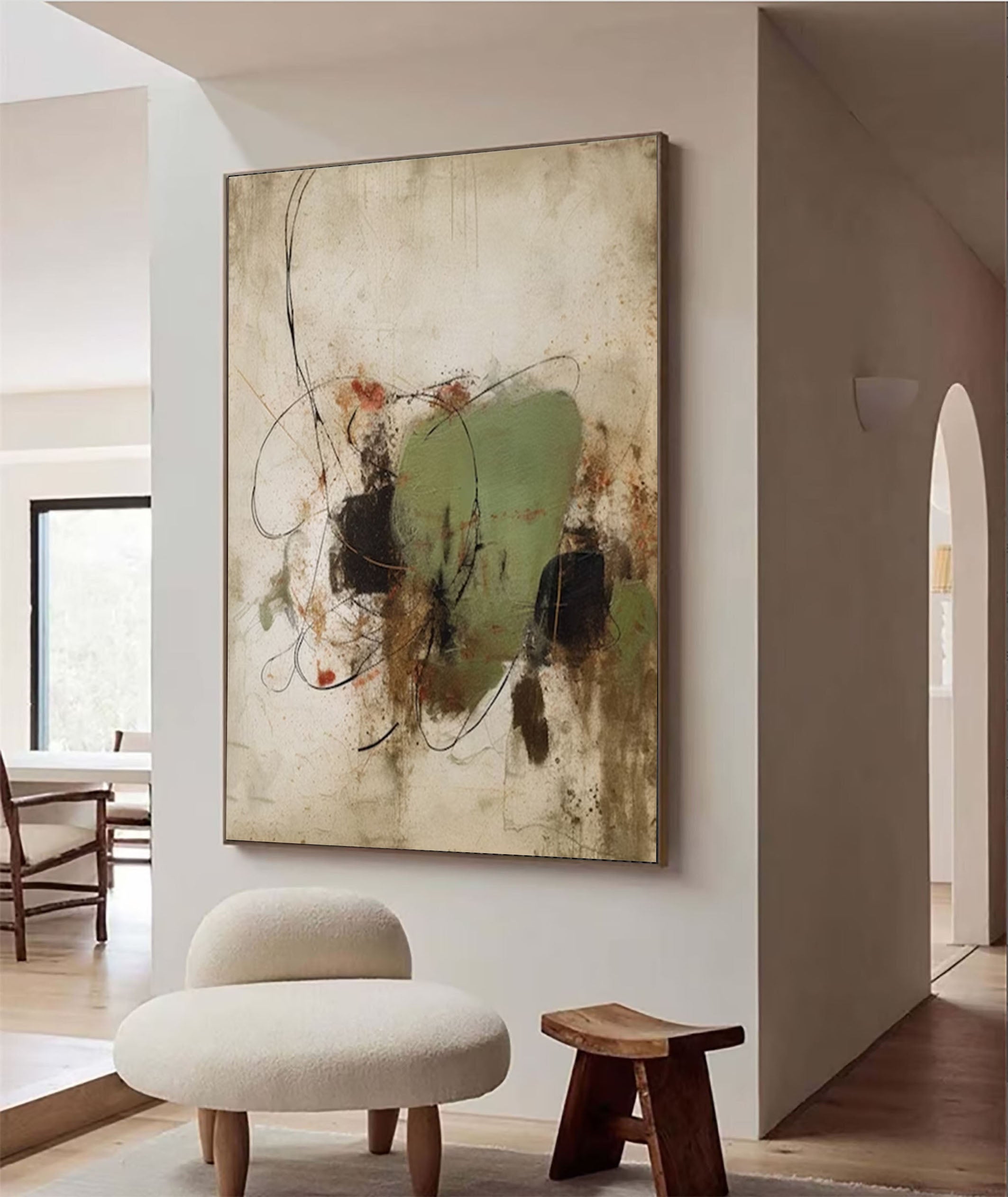 Contemporary Earth-Toned Abstract Painting #AB042