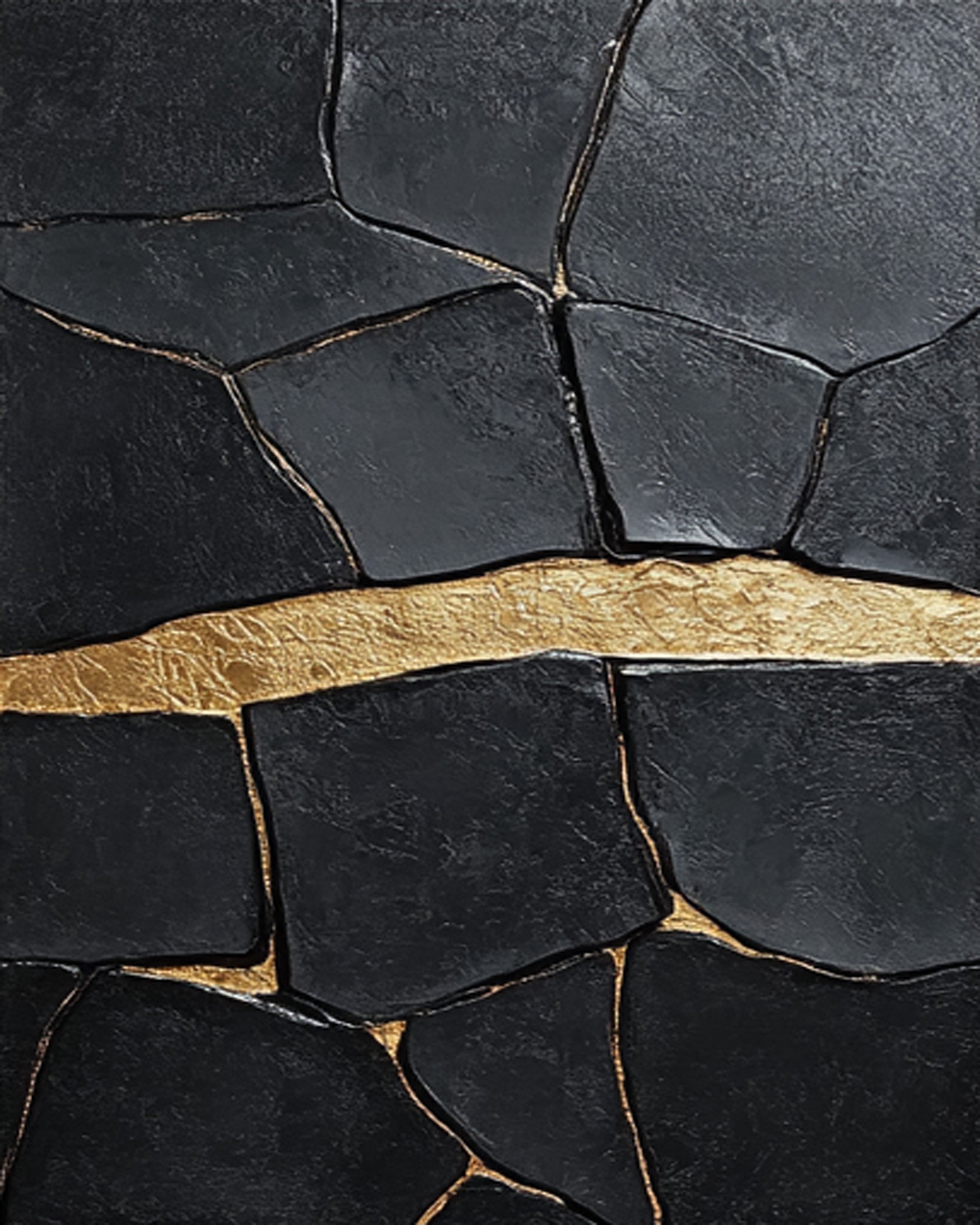 Golden Horizon:Textured Black Abstract with a Bold Gold Band #MM547