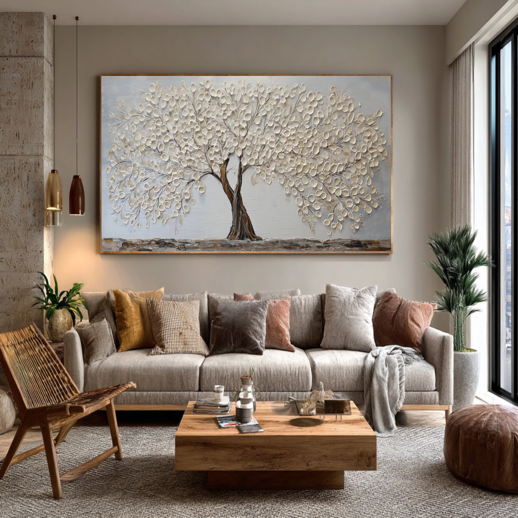 Large Abstract Tree Painting Elegant Home Interiors #AG 091
