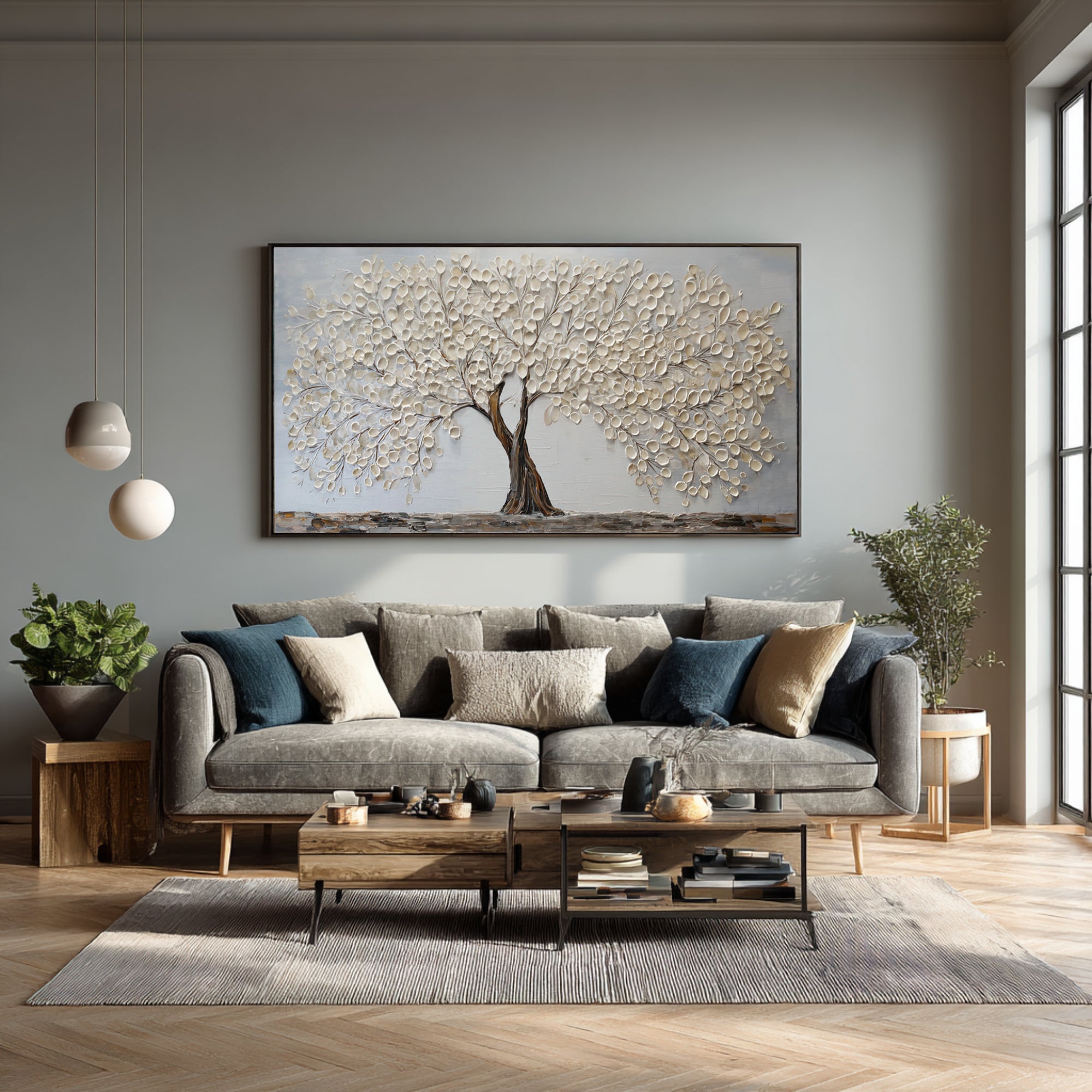 Large Abstract Tree Painting Elegant Home Interiors #AG 091