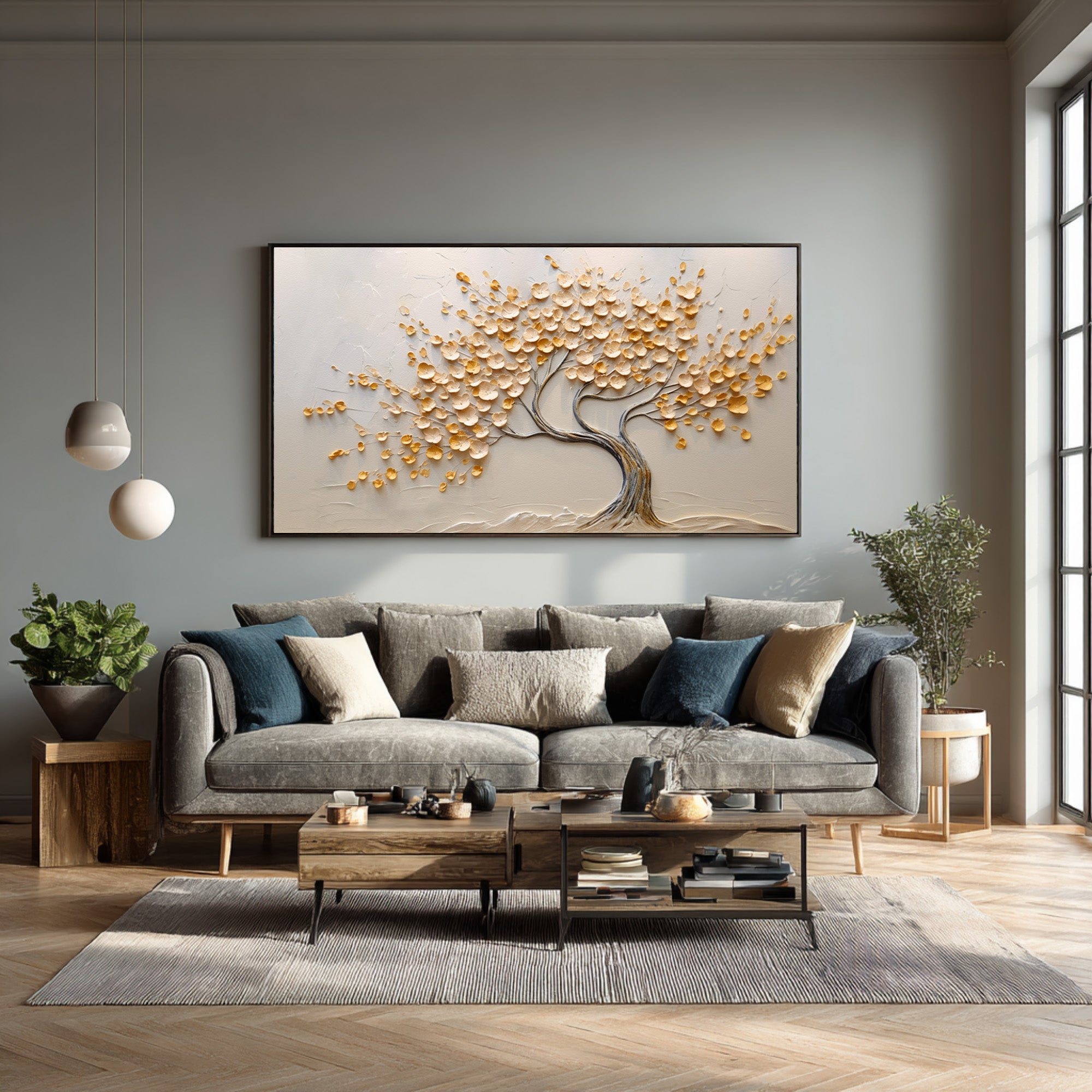 Contemporary 3D Tree Art Luxurious Gold Canvas #AG 092