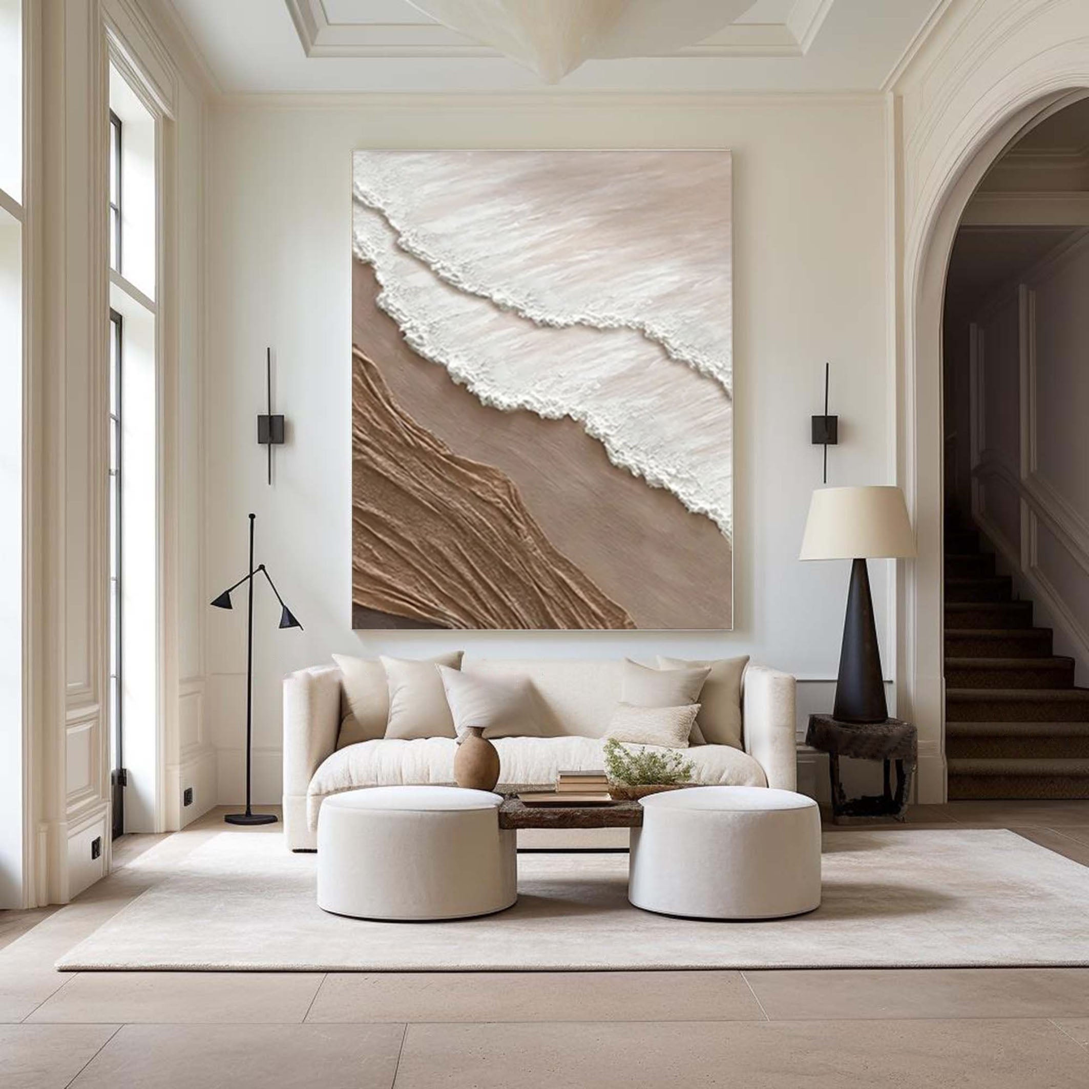 ديكور حائط محايد بمنظر شاطئي مصنوع يدويًا #OP057