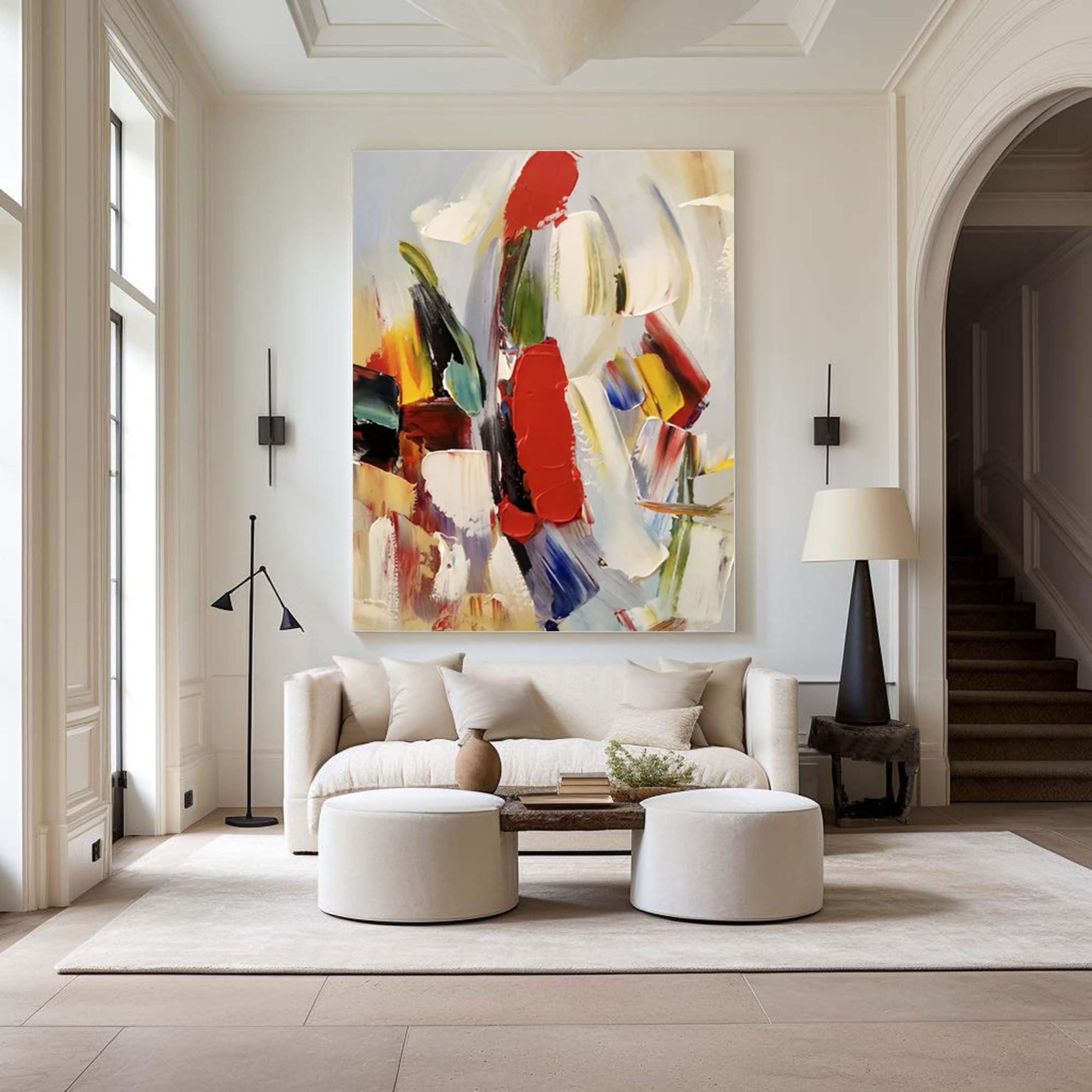 لوحة فنية تجريدية زاهية الألوان بضربات فرشاة جريئة #AB034