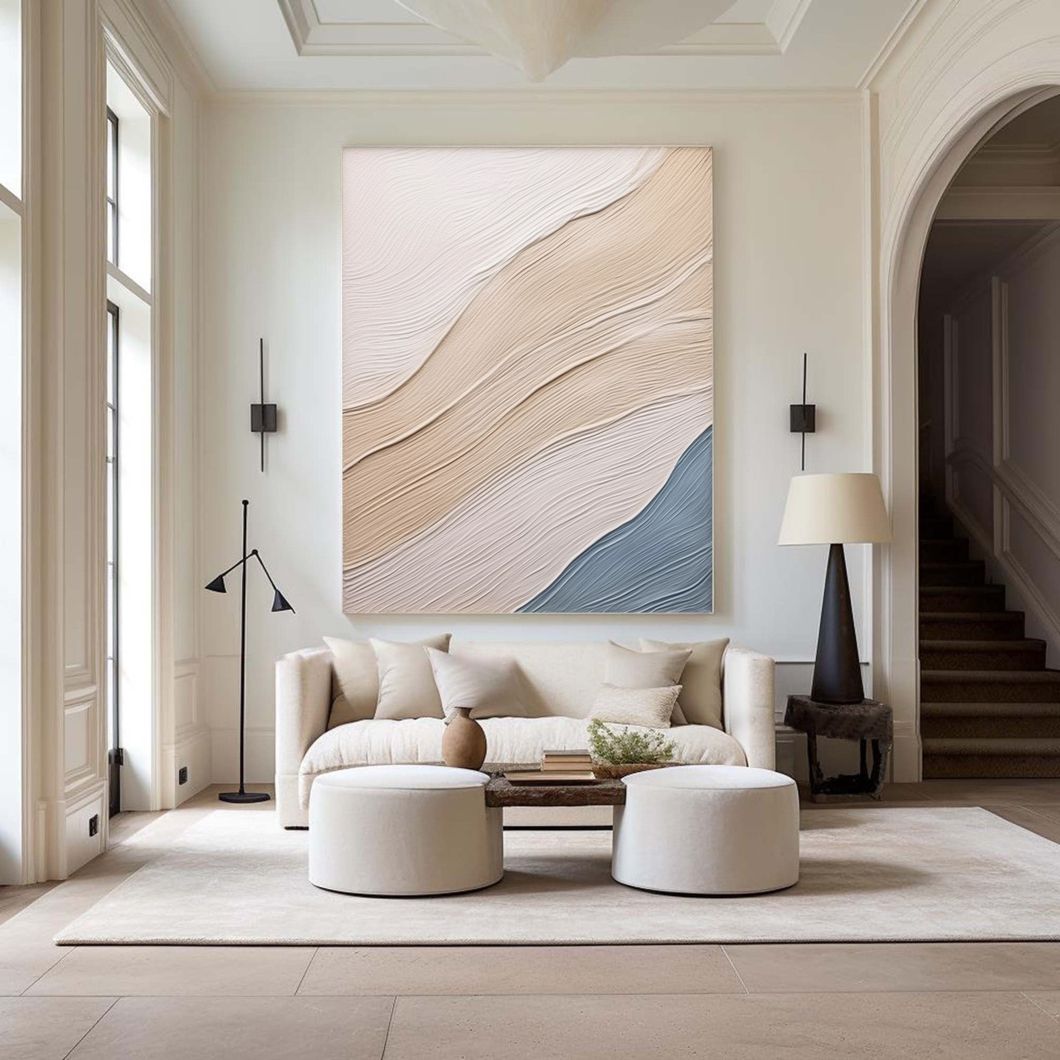 Sculpted Serenity: 3D Textured Abstract, Minimalist Organic Art #MM523