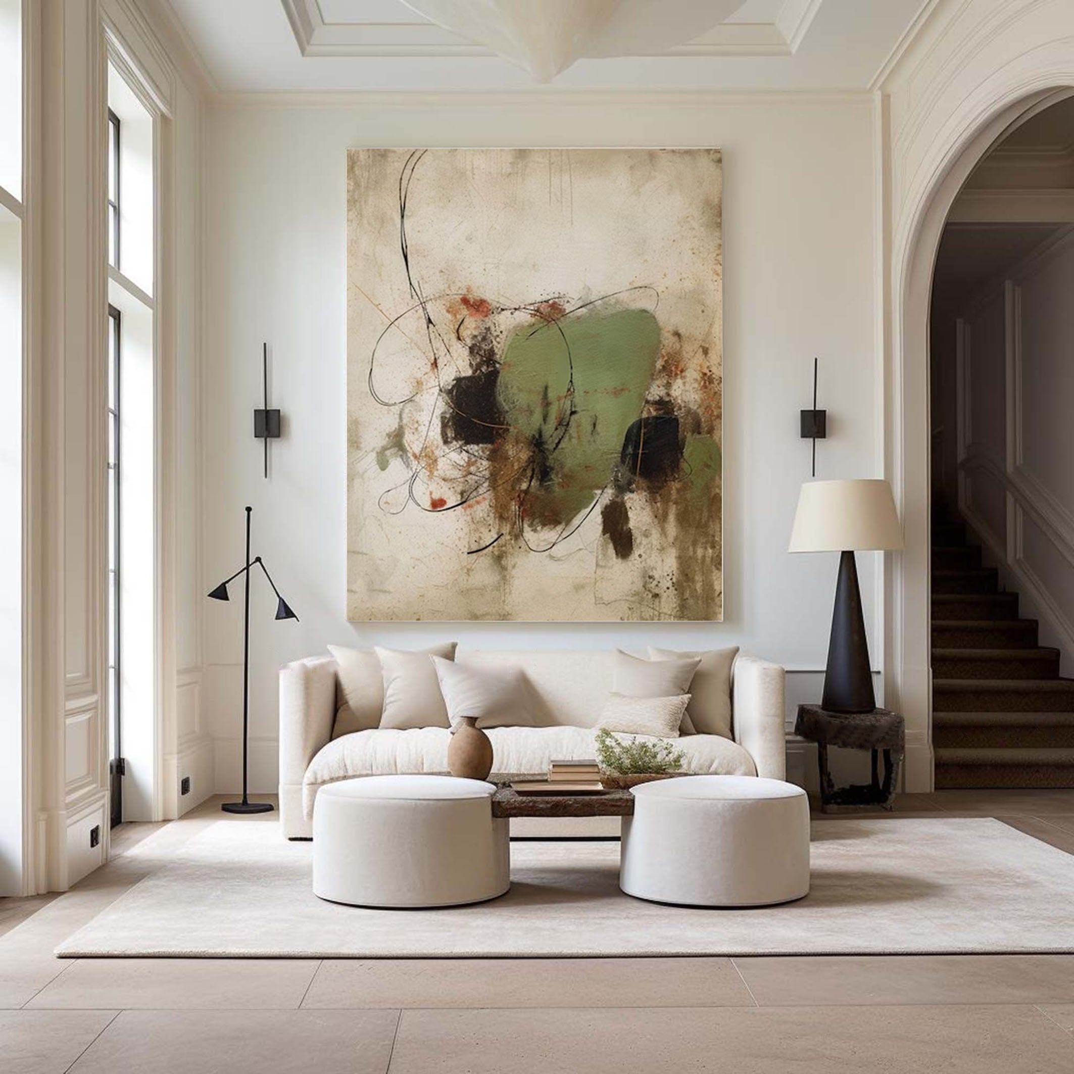 Contemporary Earth-Toned Abstract Painting #AB042