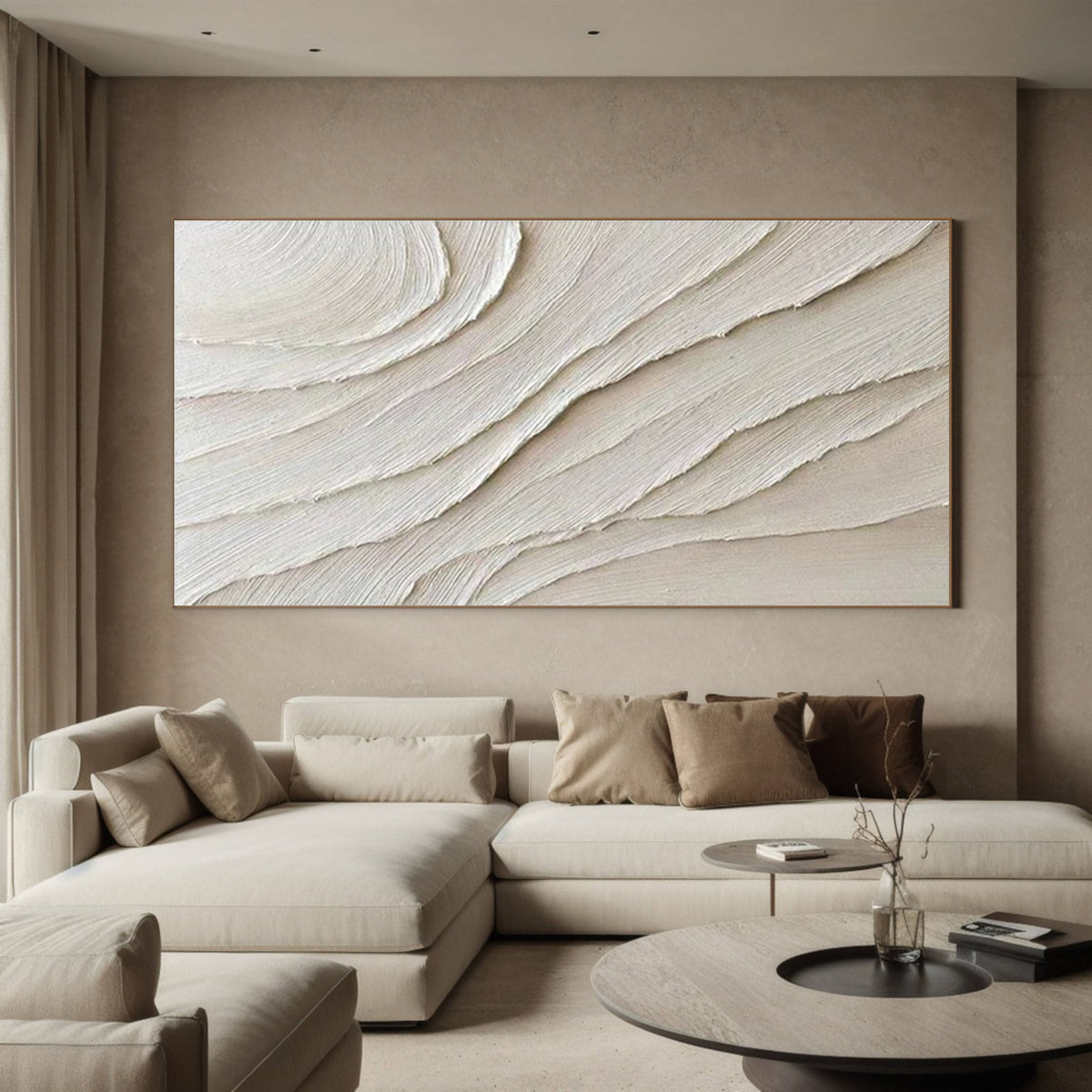 Large Textured Neutral Canvas Modern Minimalist Wall Art #OP065