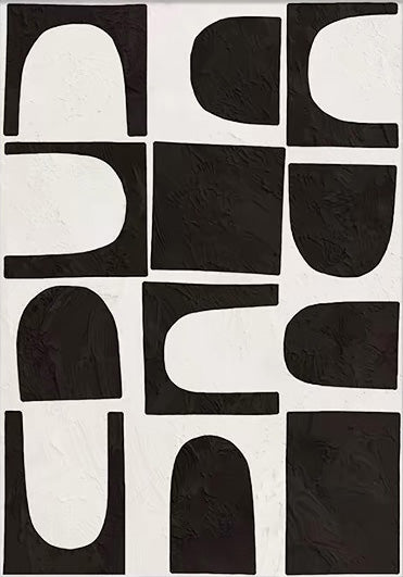 Abstract Grid: Black and White Textured Geometric Art #MM530