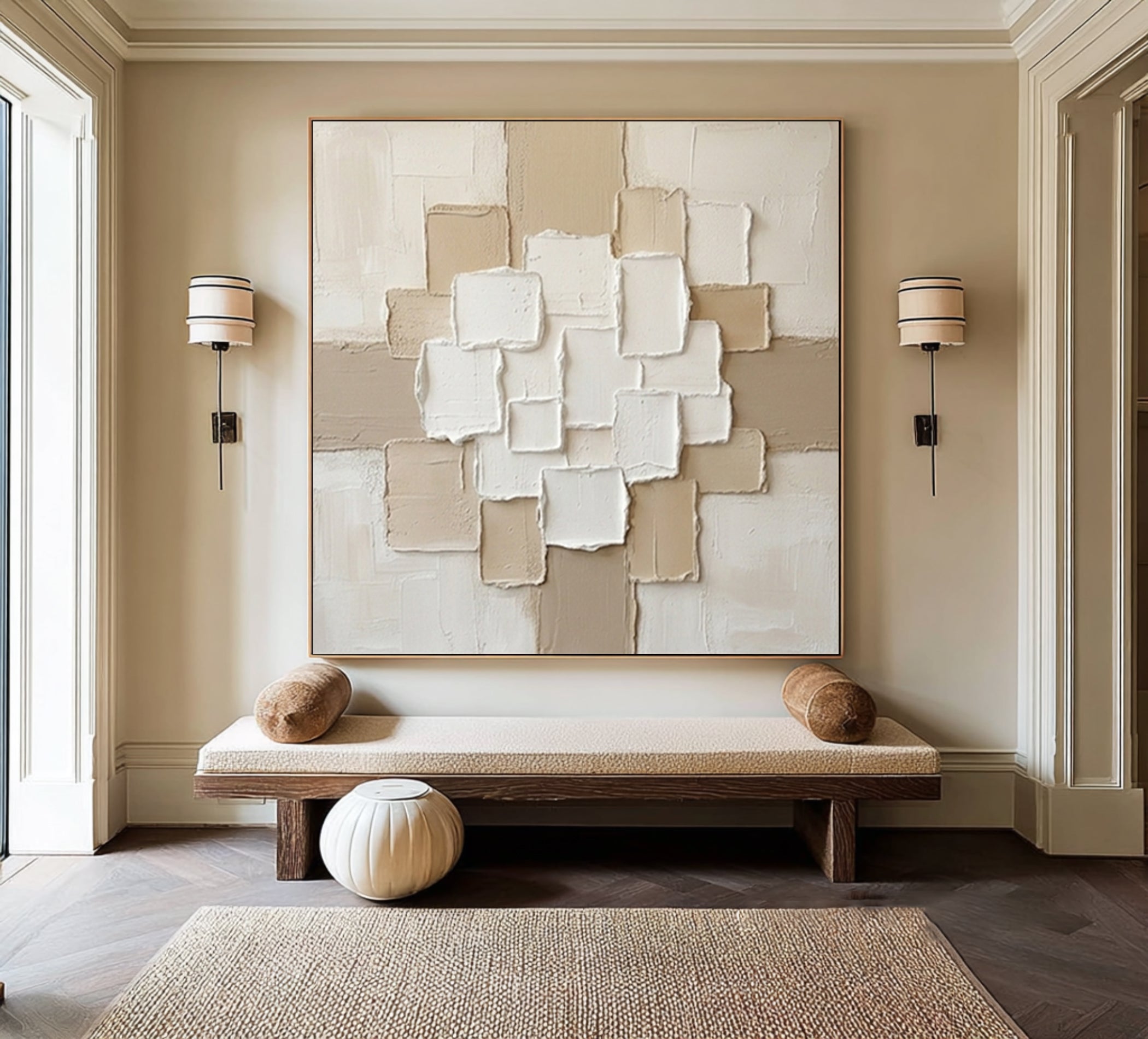 Large Clay Texture Wall Art Neutral Contemporary Canvas Painting